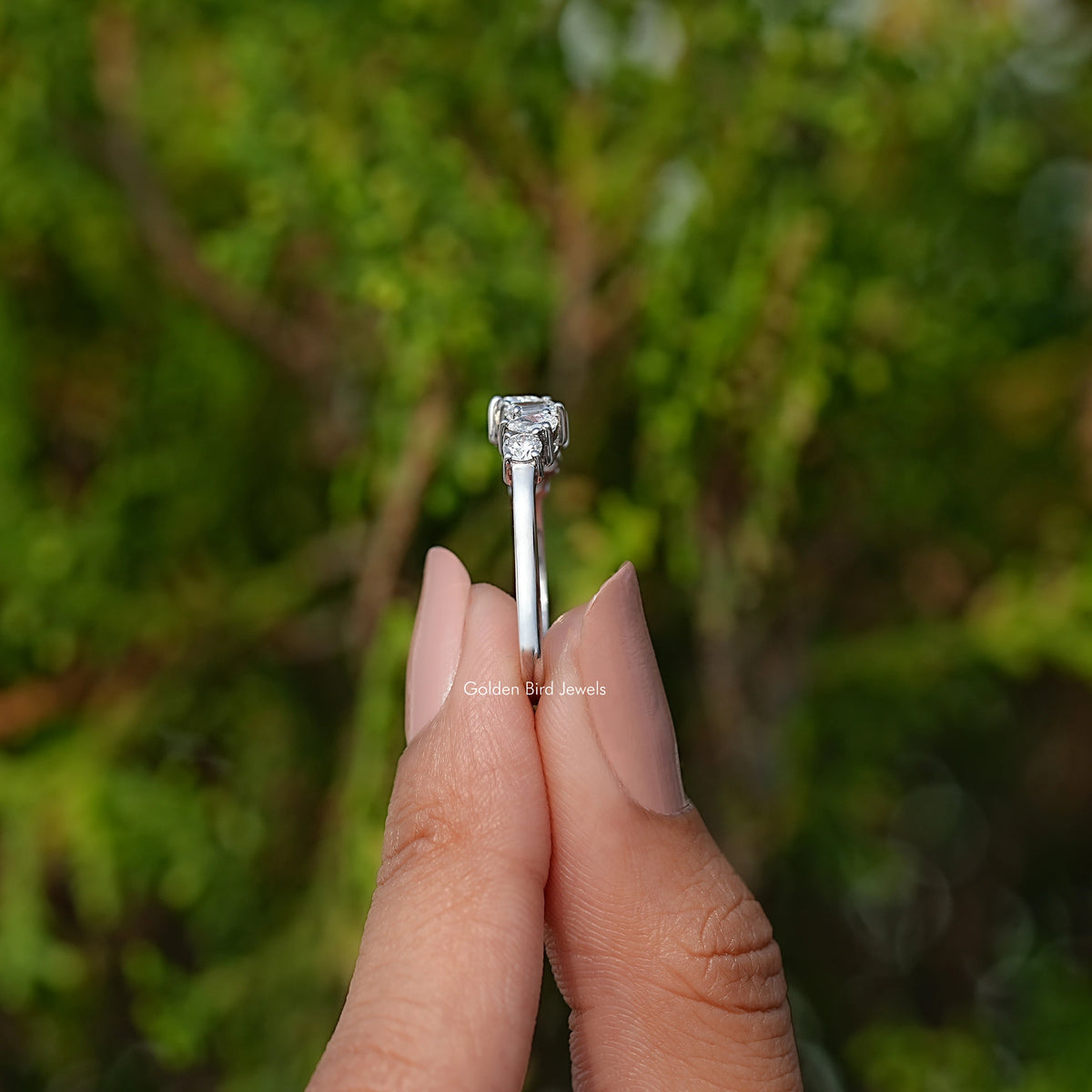 Multi Shape Lab Diamond Half Eternity Wedding Band