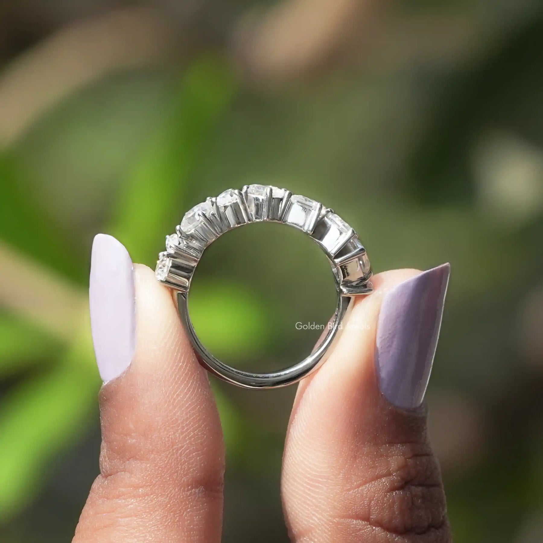 Mehrförmiger Pear-Princess-Moissanit-Eternity-Ring in Birnenform