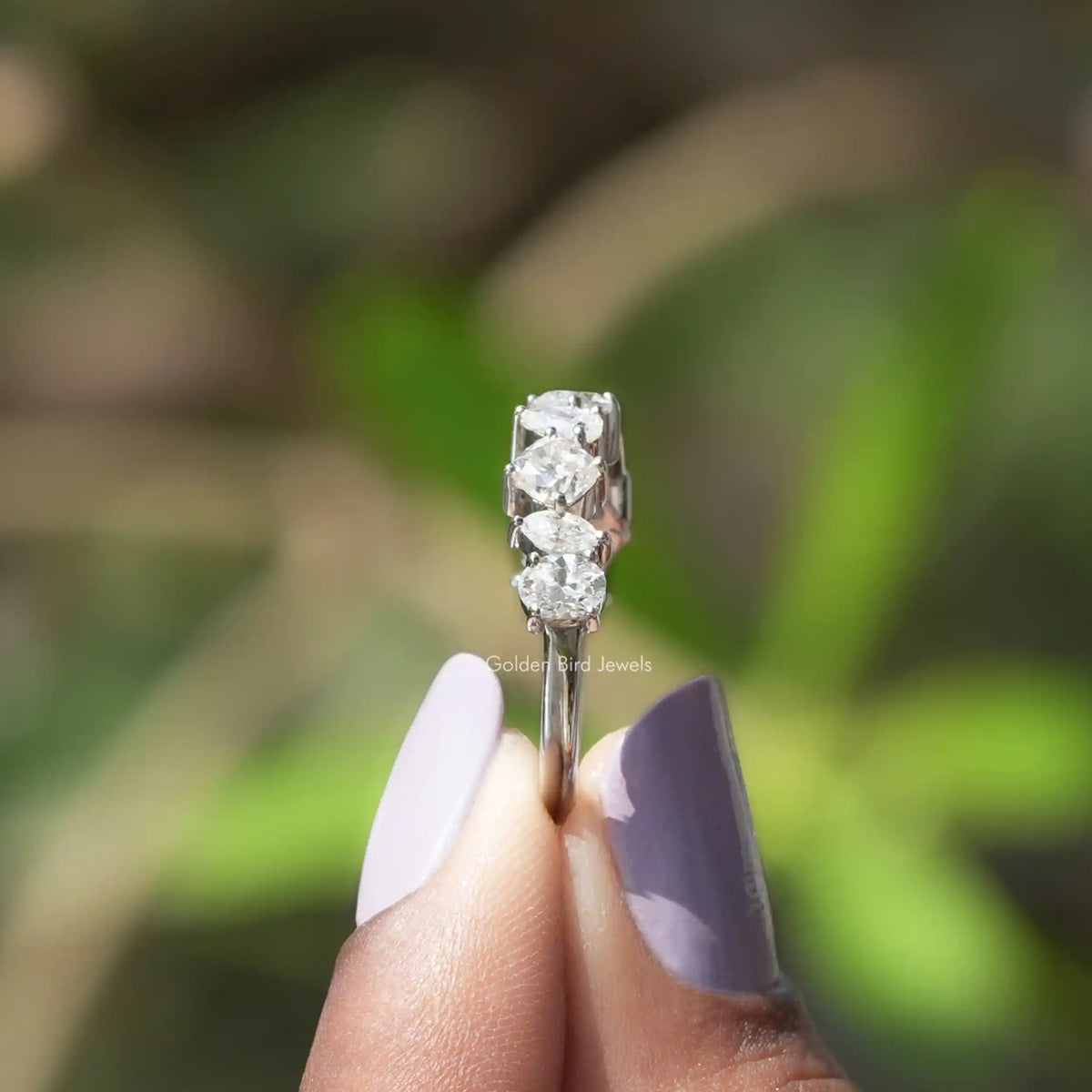 Mehrförmiger Pear-Princess-Moissanit-Eternity-Ring in Birnenform