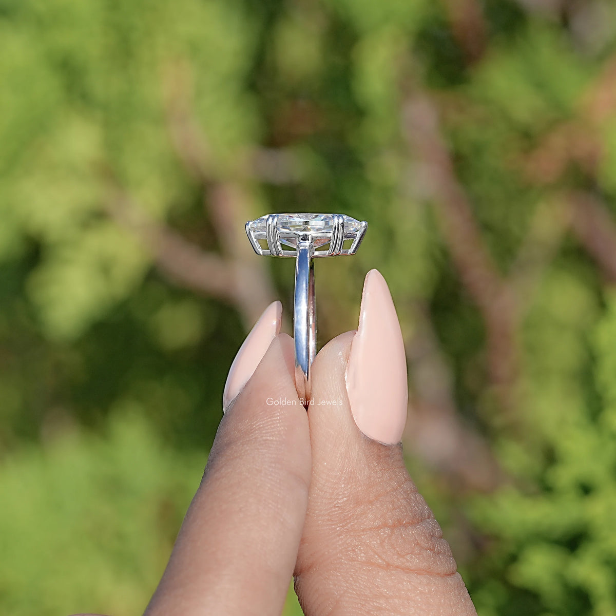 Near Colorless Old Mine Marquise Moissanite Ring