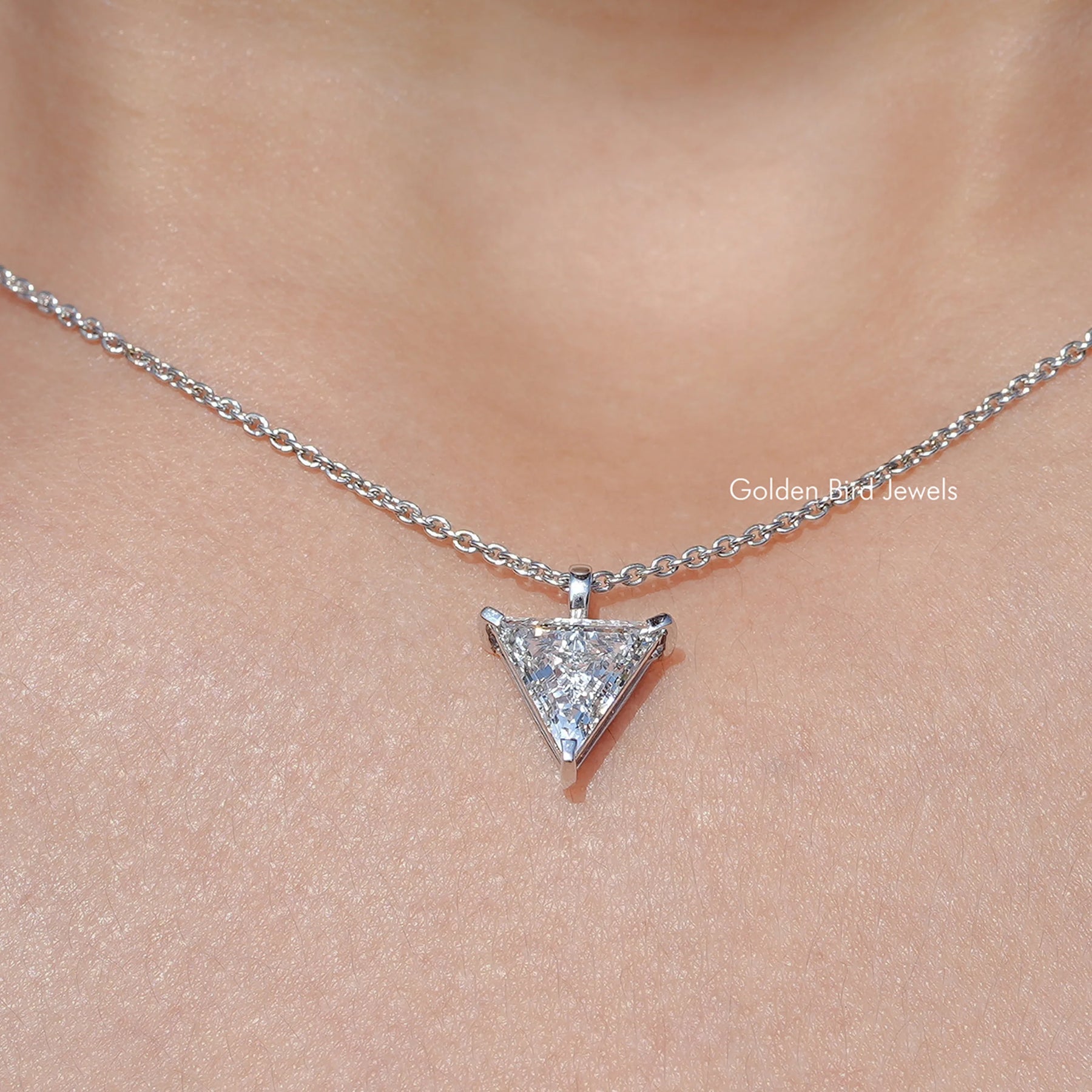 Triangle Cut Lab Diamond Solitaire Necklace