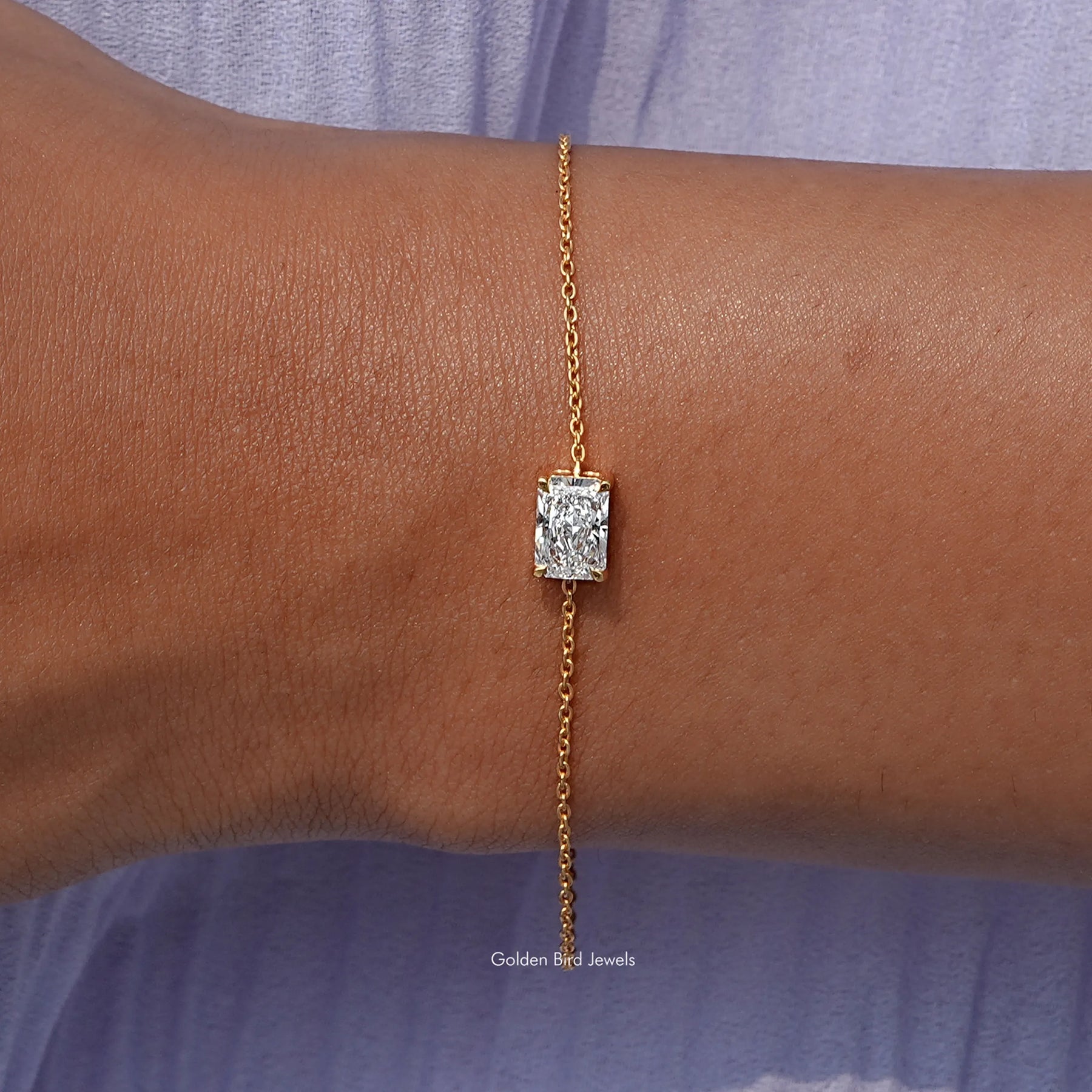 Radiant Solitaire Lab Diamond Chain Bracelet