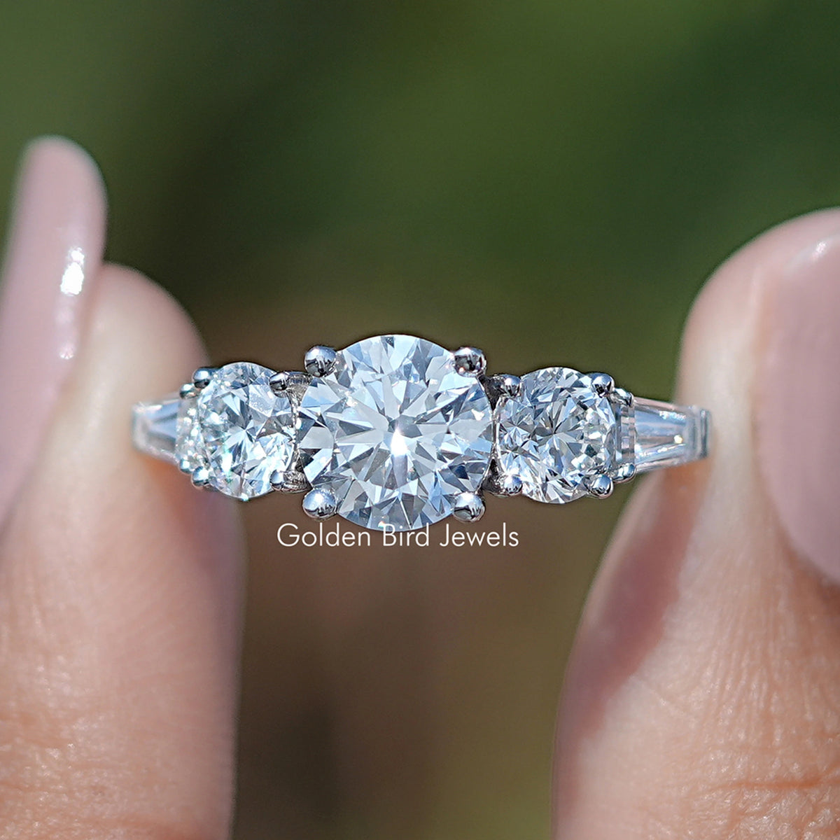 Round And Tapered Baguette Cut Five Stone Ring