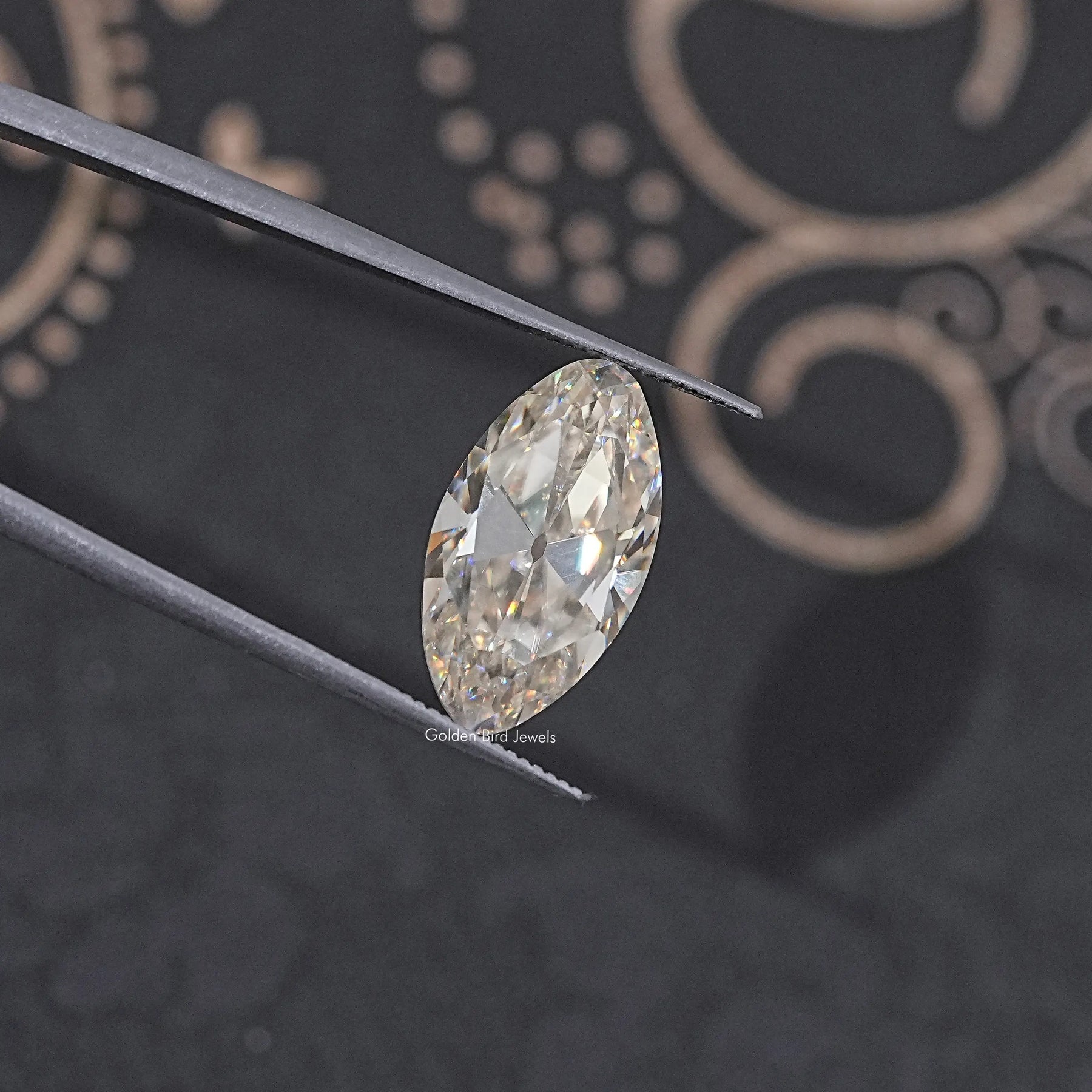 Detailed View Of Old Mine Moval Cut Loose Moissanite Stone