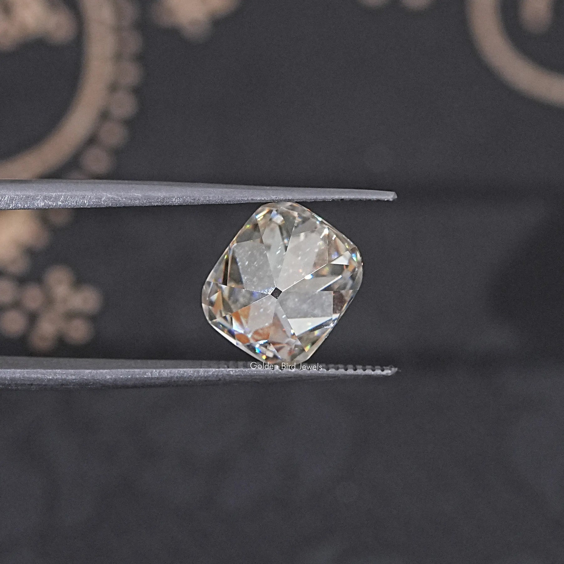 Off White Old Mine Cut Cushion Loose Moissanite