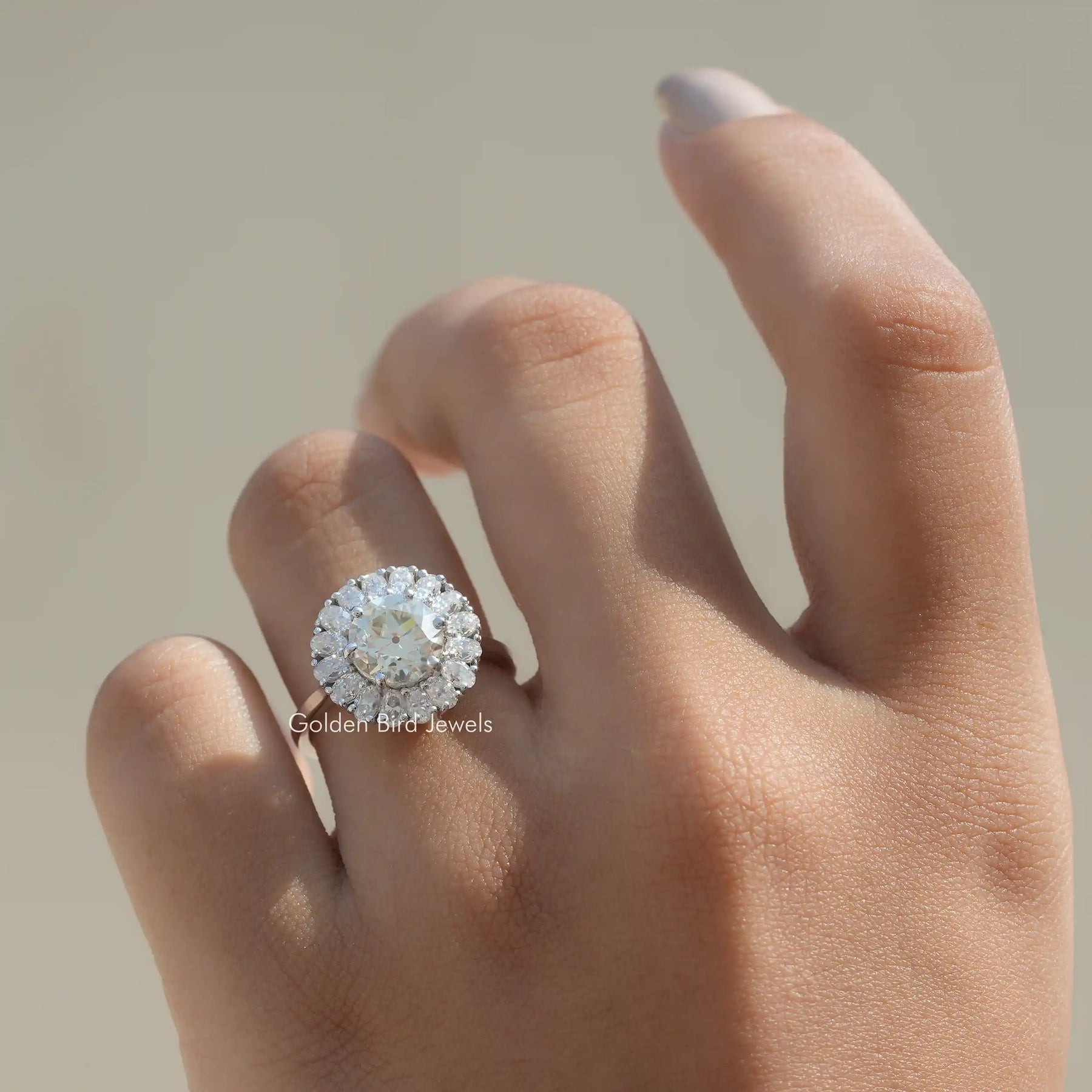 View of Round Cut moissanite Ring In Finger