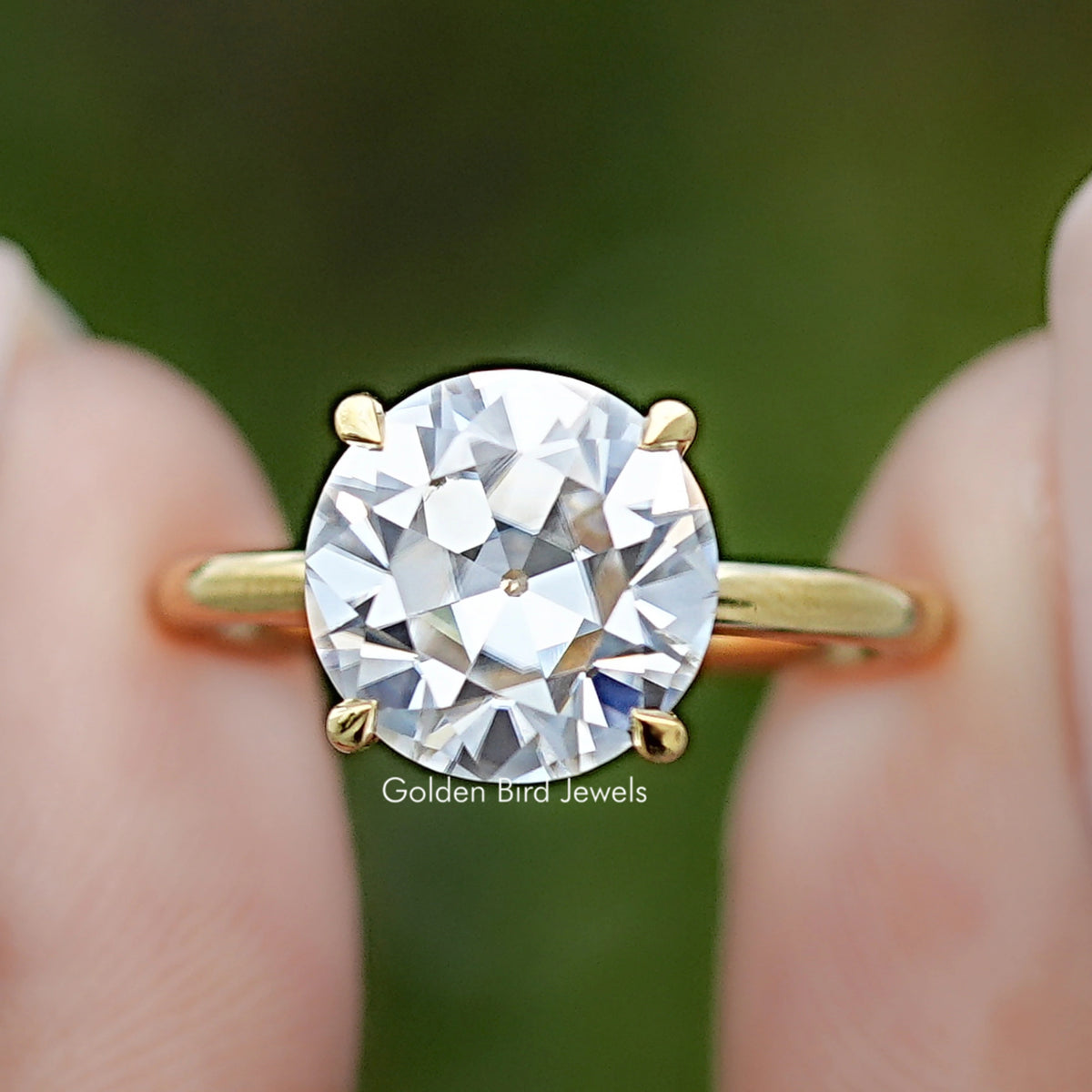 Front view of Old European Cut Round Moissanite Ring