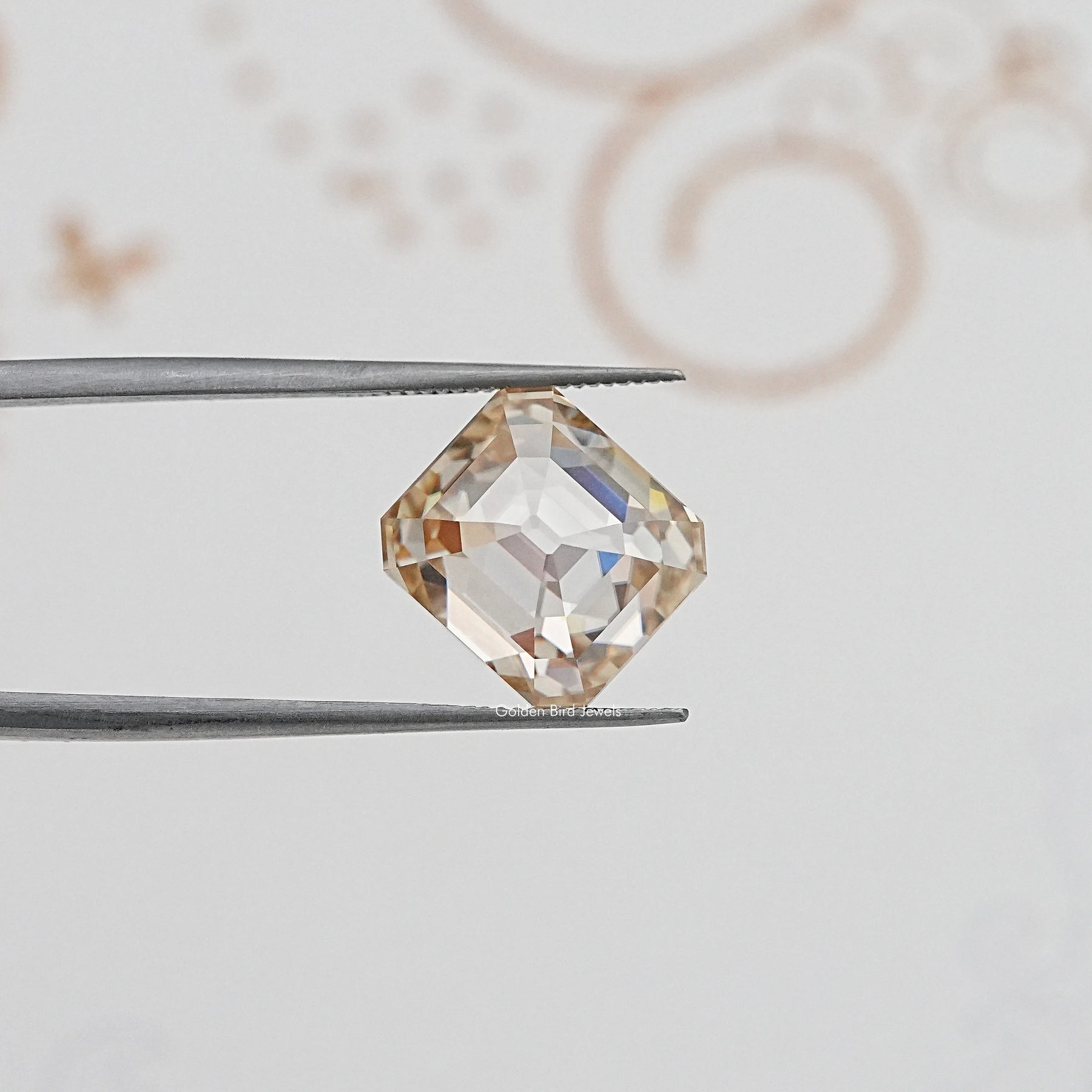 Back View Of Old Mine Asscher Cut Loose Moissanite Stone