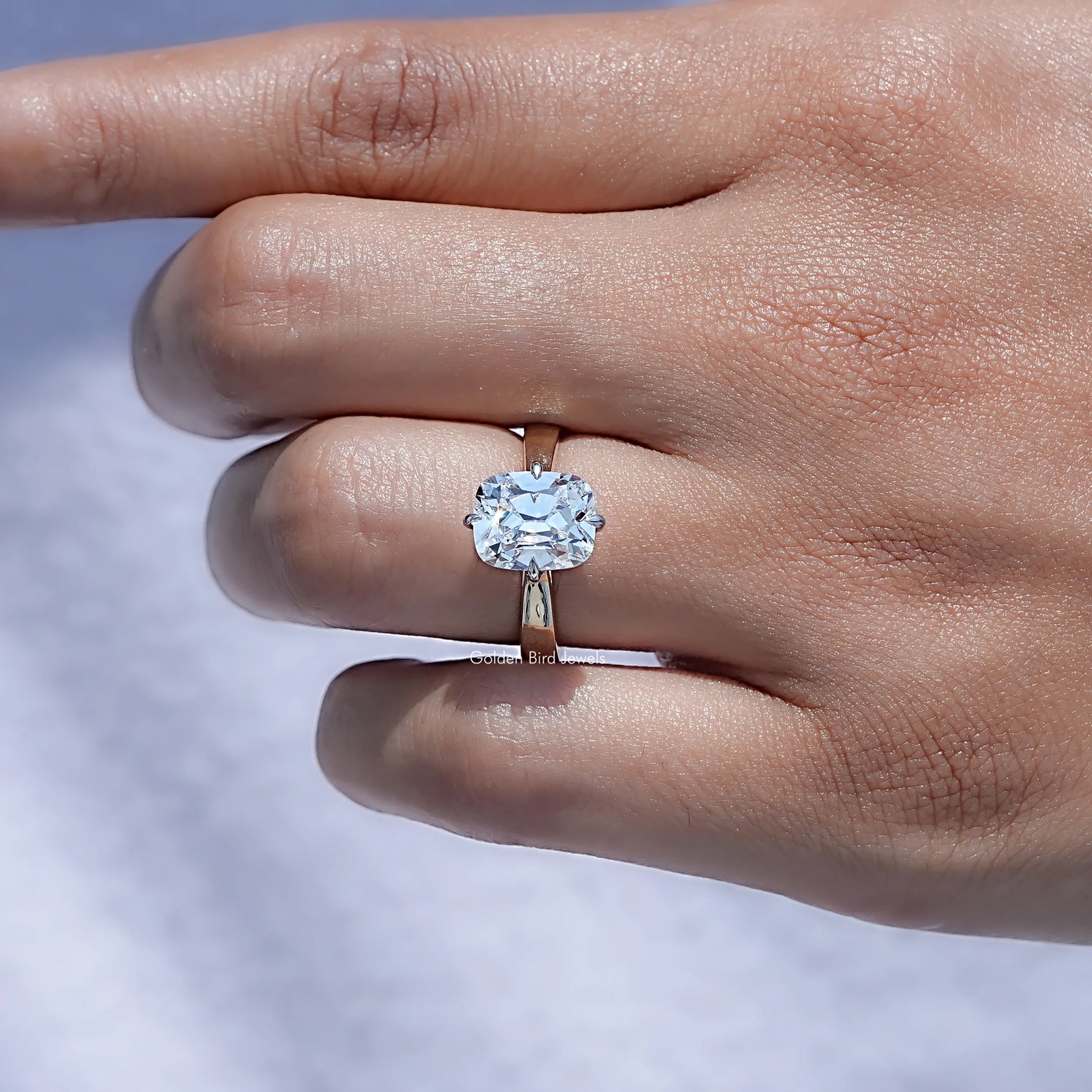 Old Mine Cushion Lab Diamond Engagement Ring