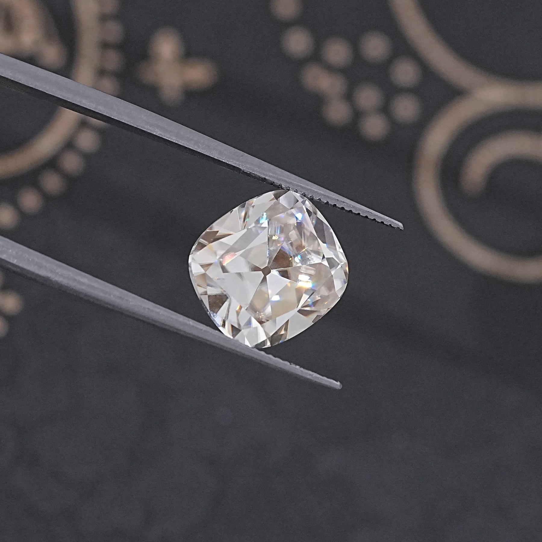 Near Colorless Old Mine Cut Cushion Loose Moissanite