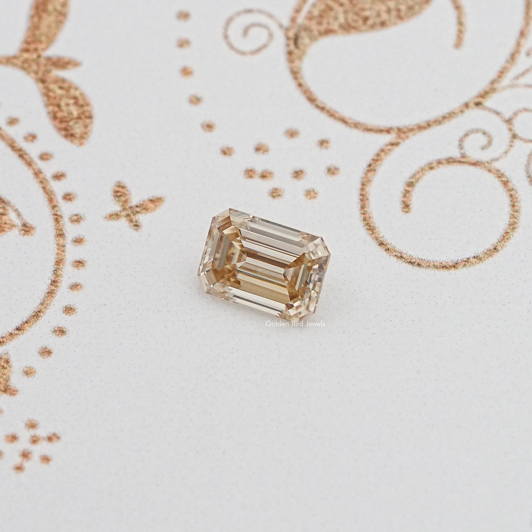 Front View Of Old Mine Emerald Cut Loose Moissanite Stone