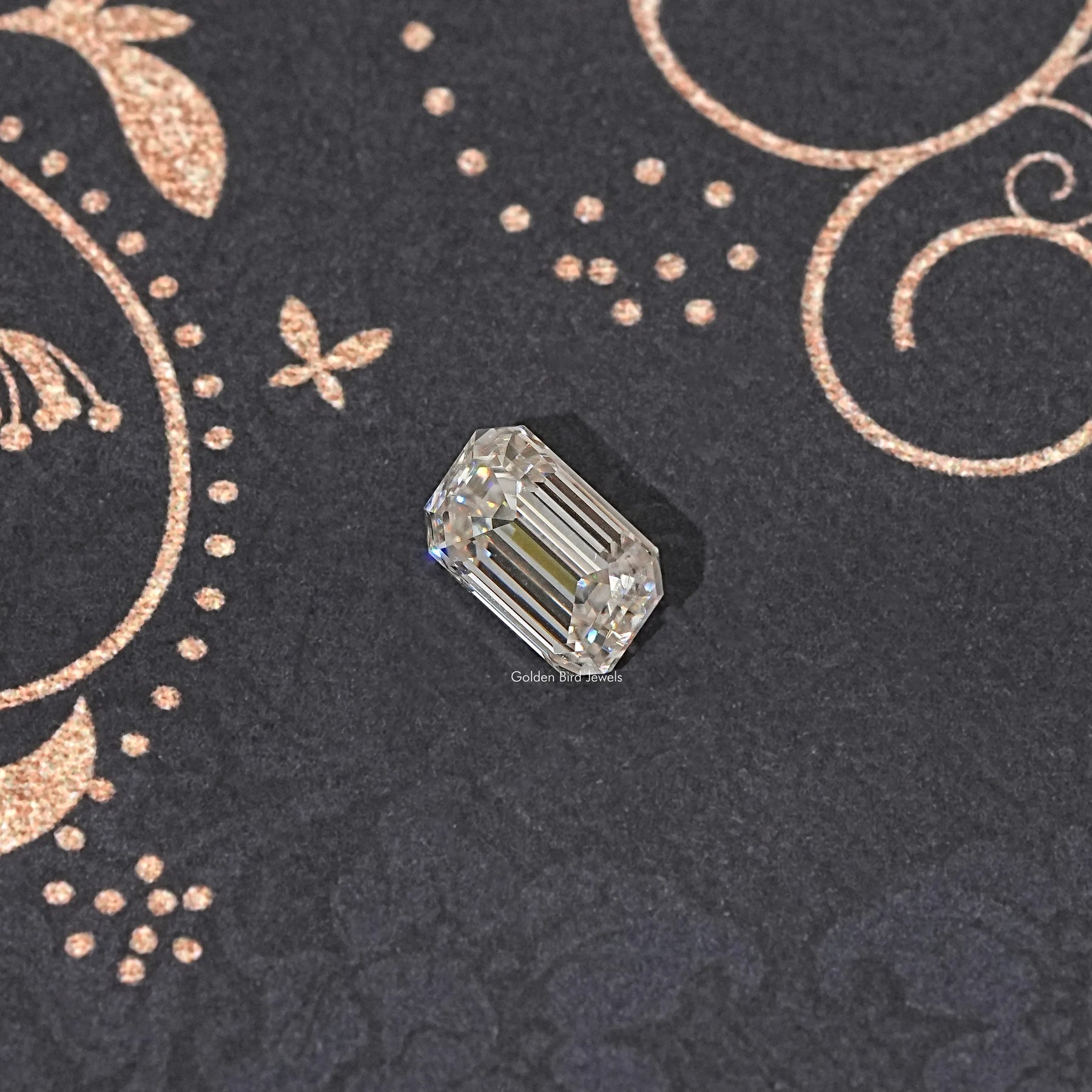 Front View Of Old Mine Emerald Cut Loose Moissanite Stone