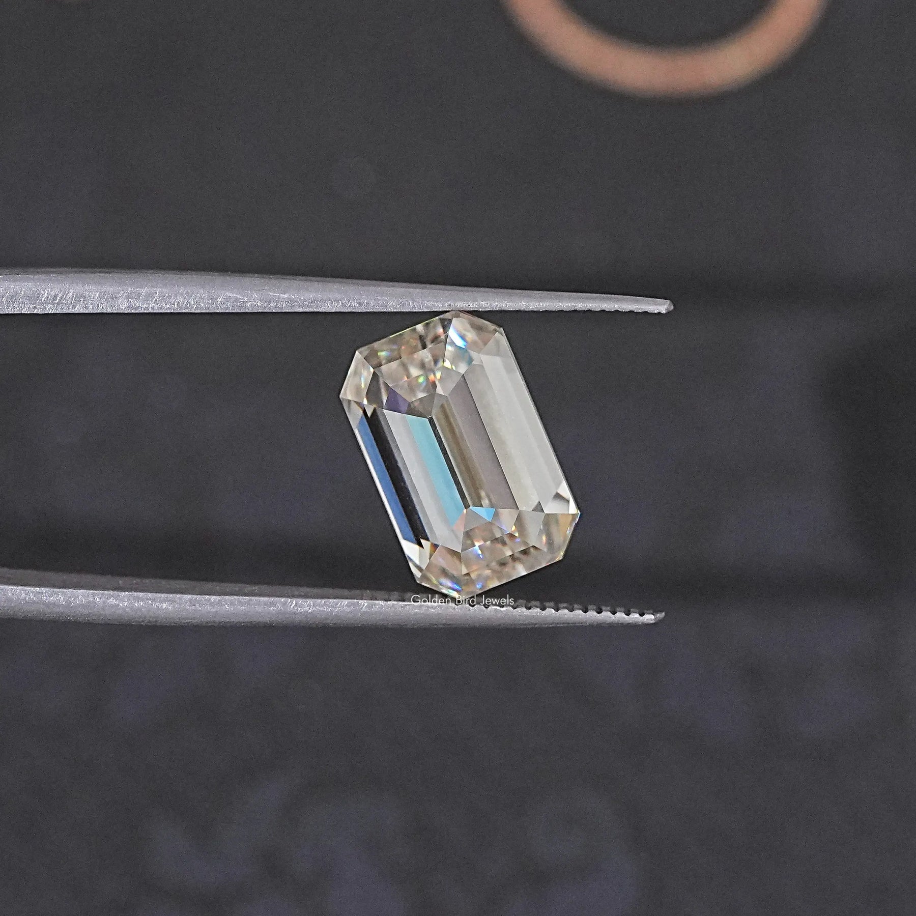 Detailed View Of Old Mine Emerald Cut Loose Moissanite Stone