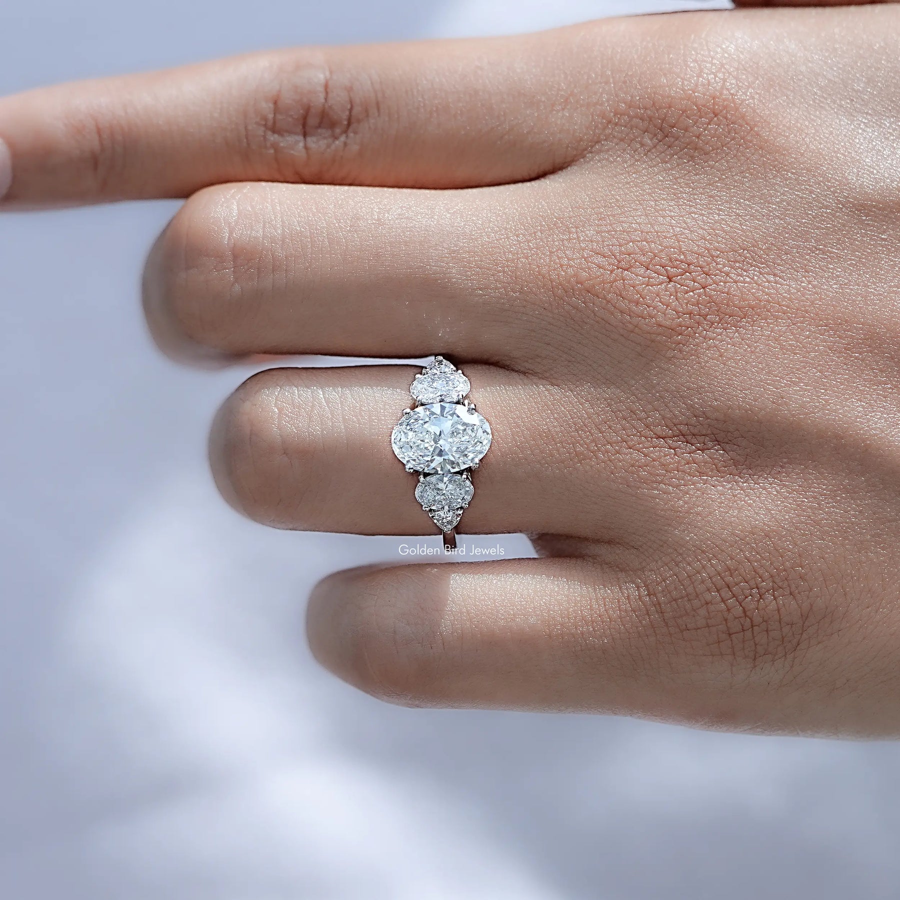 Oval And Trillion Lab Diamond Five Stone Ring