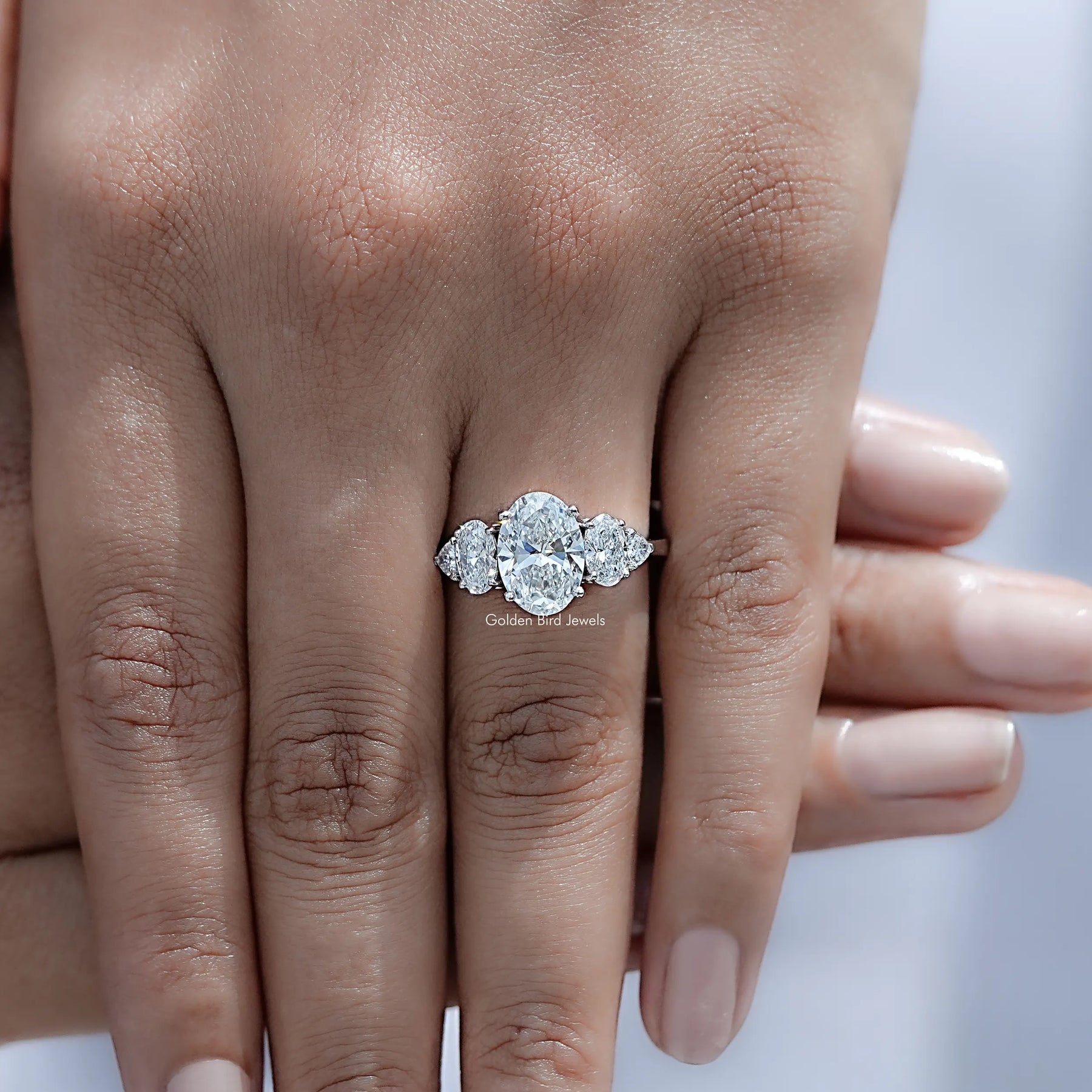 Oval And Trillion Lab Diamond Five Stone Ring