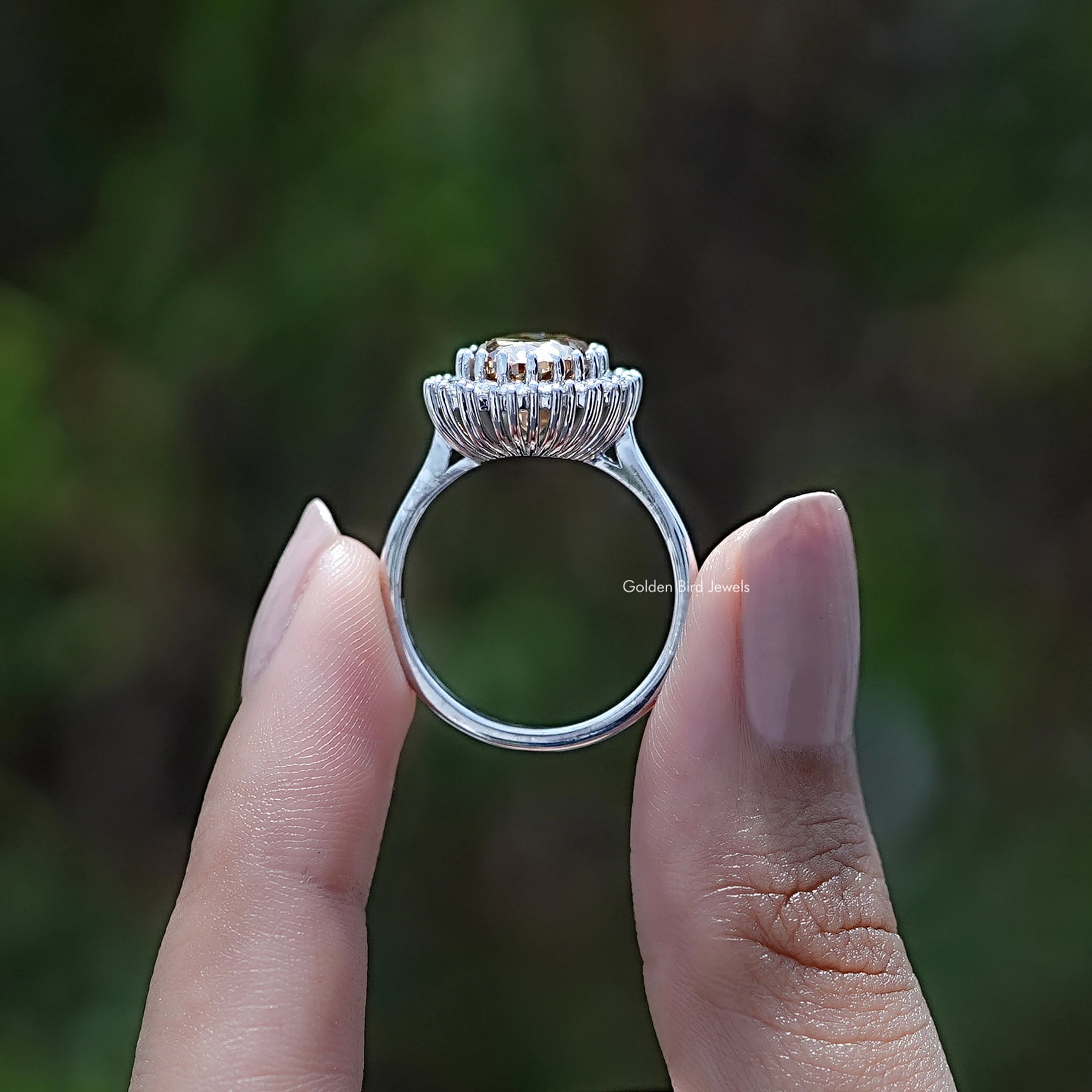 Oval Cut Moissanite Halo Engagement Ring