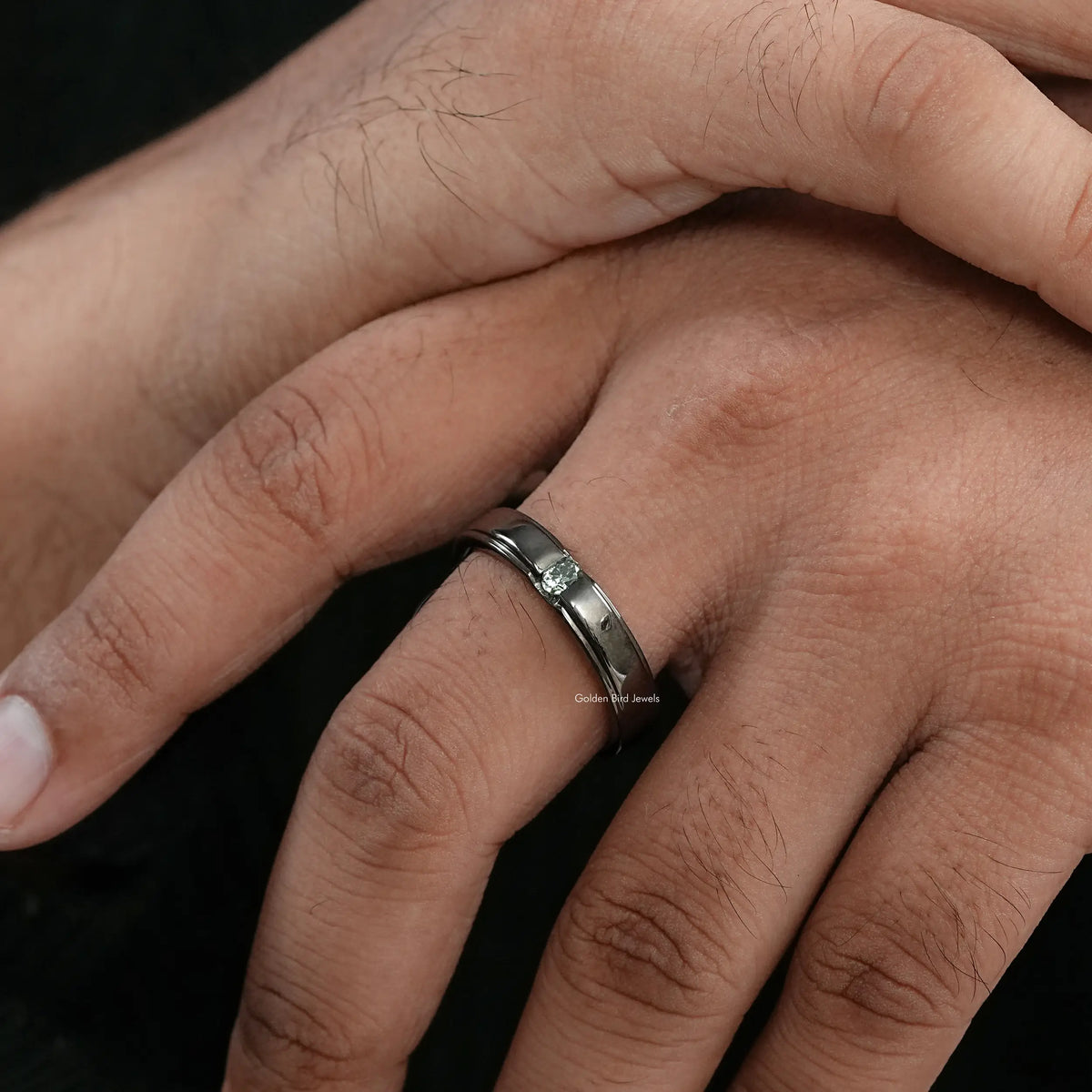 In Finger view of Round cut statement moissanite halo Ring