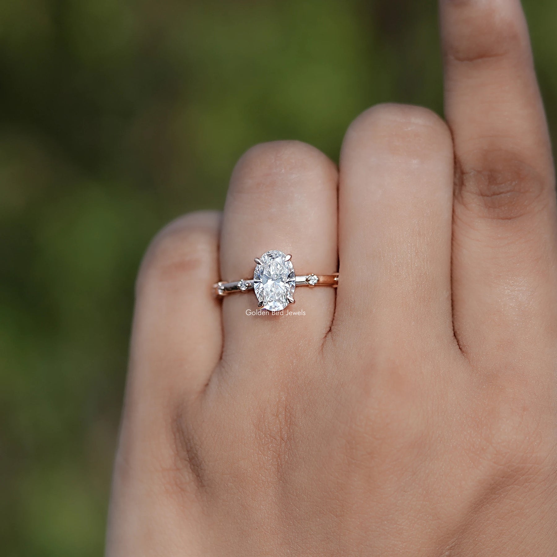 Oval Shaped Lab Diamond Distance Ring