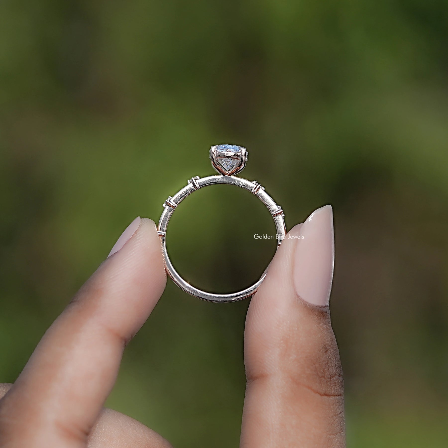 Oval Shaped Lab Diamond Distance Ring