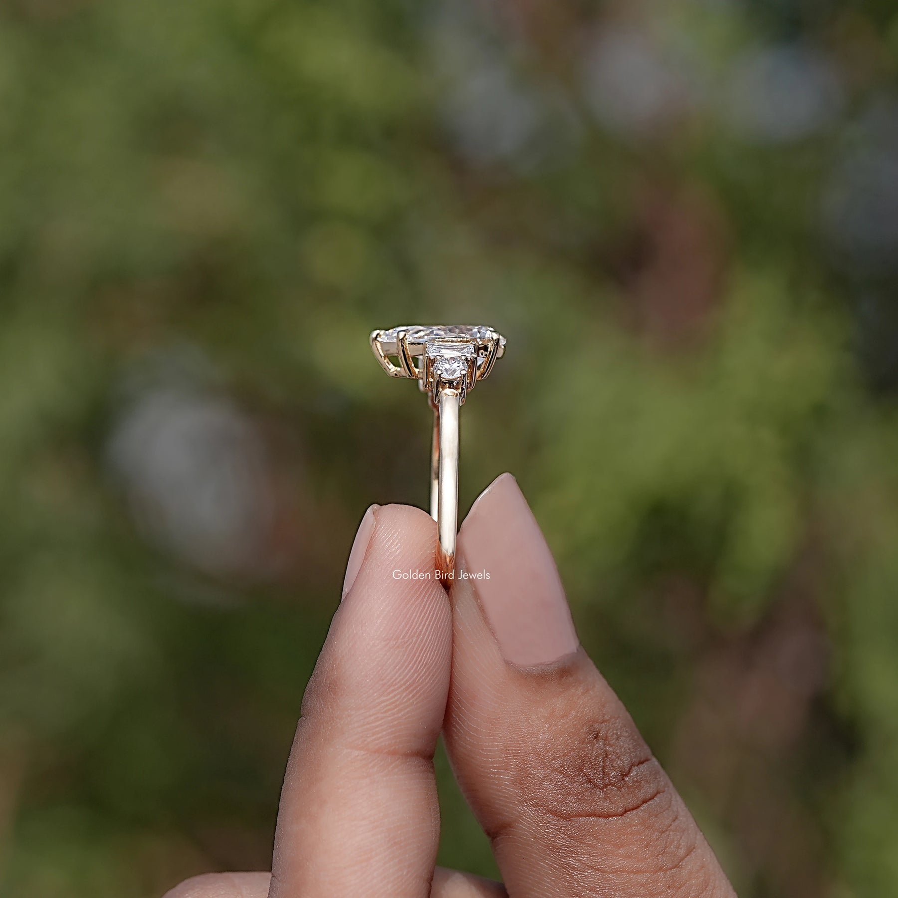 Pear And Baguette Cut Lab Diamond Five Stone Ring