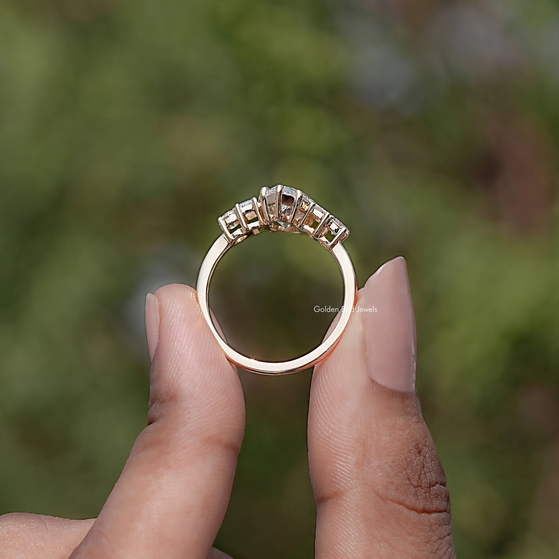 Pear And Baguette Cut Lab Diamond Five Stone Ring