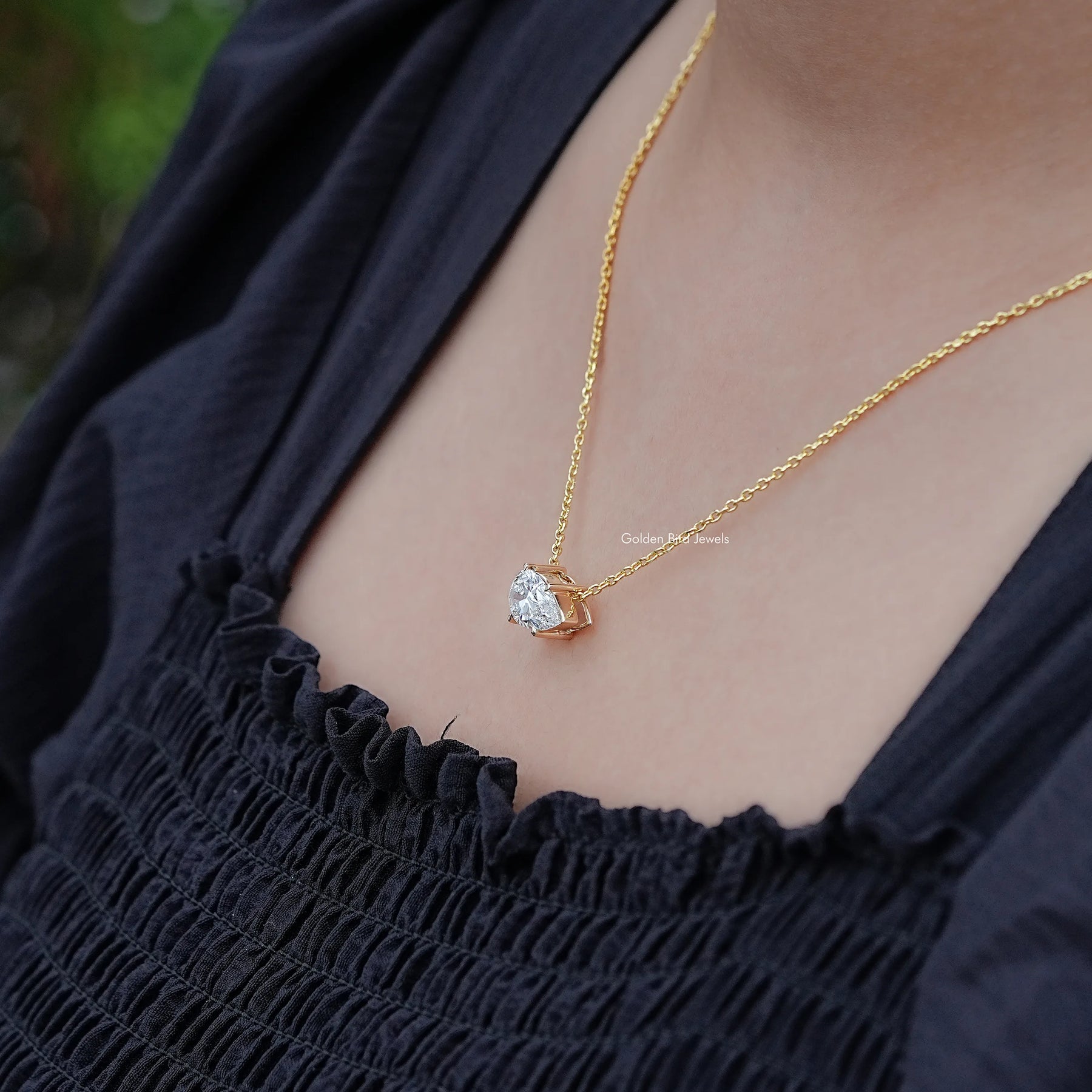 Pear Shaped Lab Diamond Solitaire Pendant