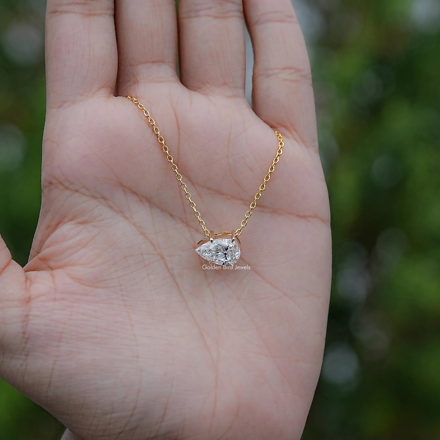 Pear Shaped Lab Diamond Solitaire Pendant
