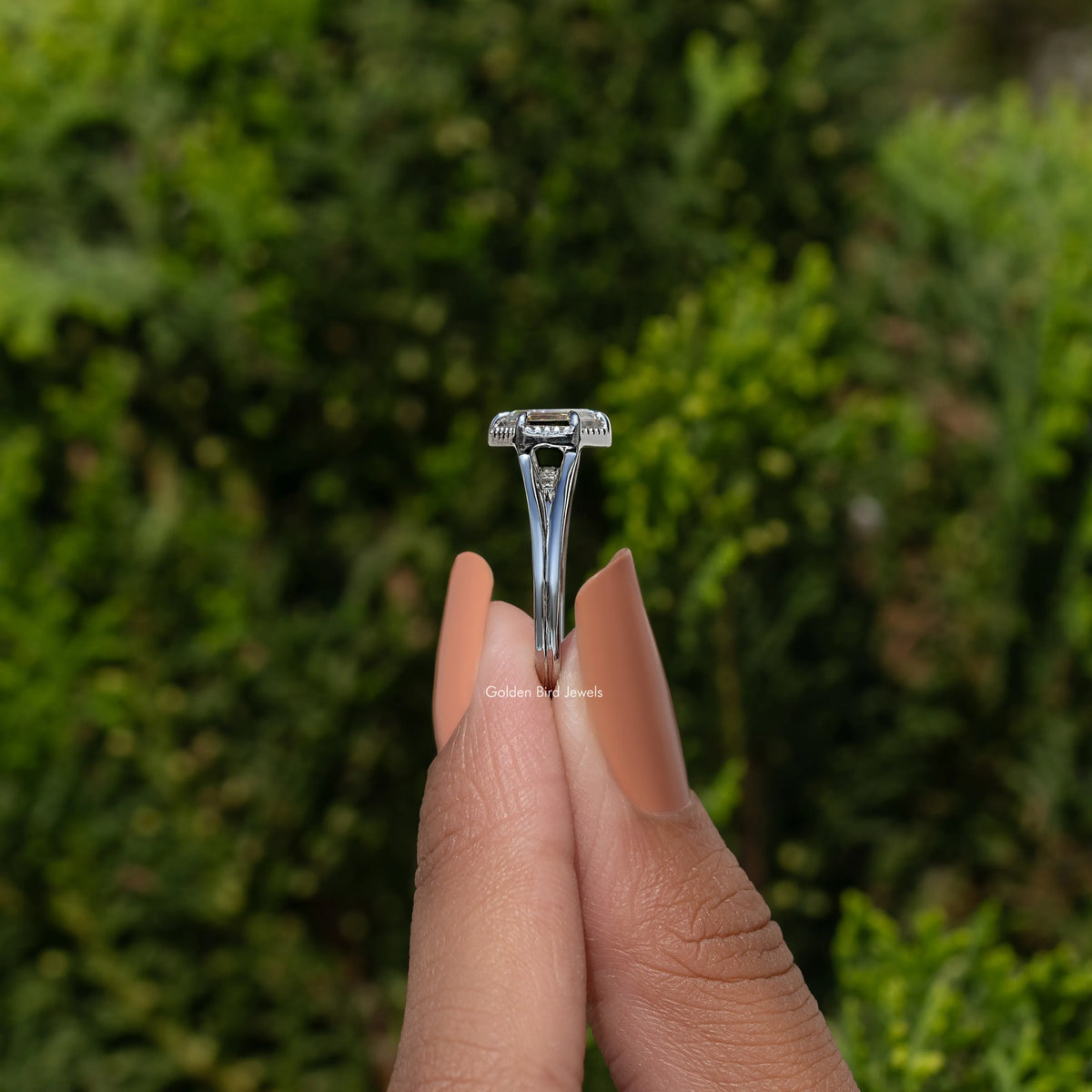 Portrait Hexagon Cut Moissanite Ring