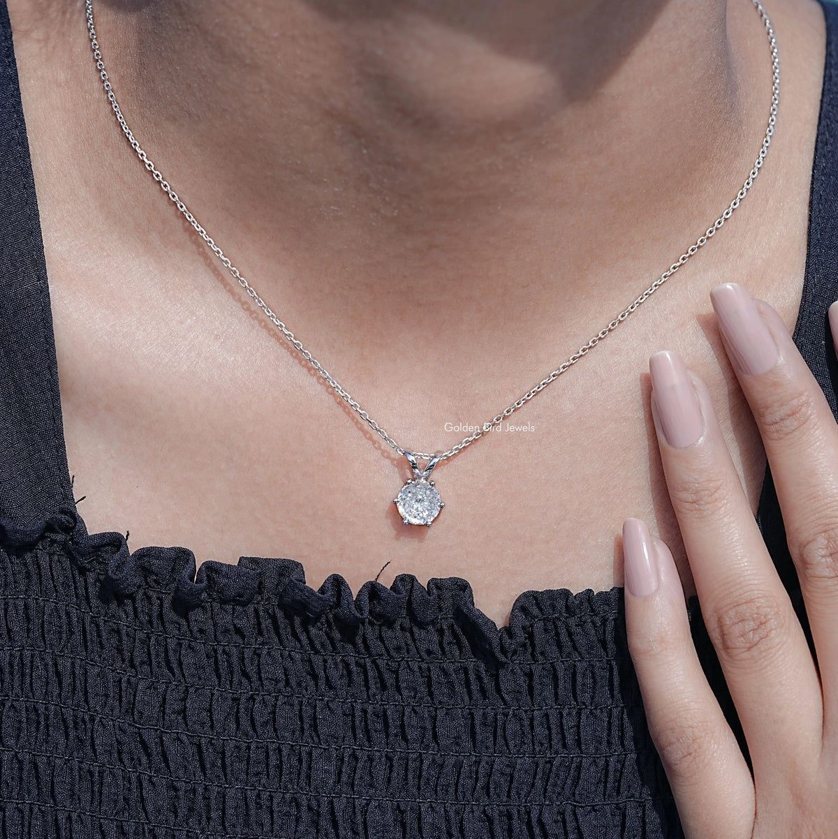 Moissanite Portuguese Cut Customized Pendant For Women