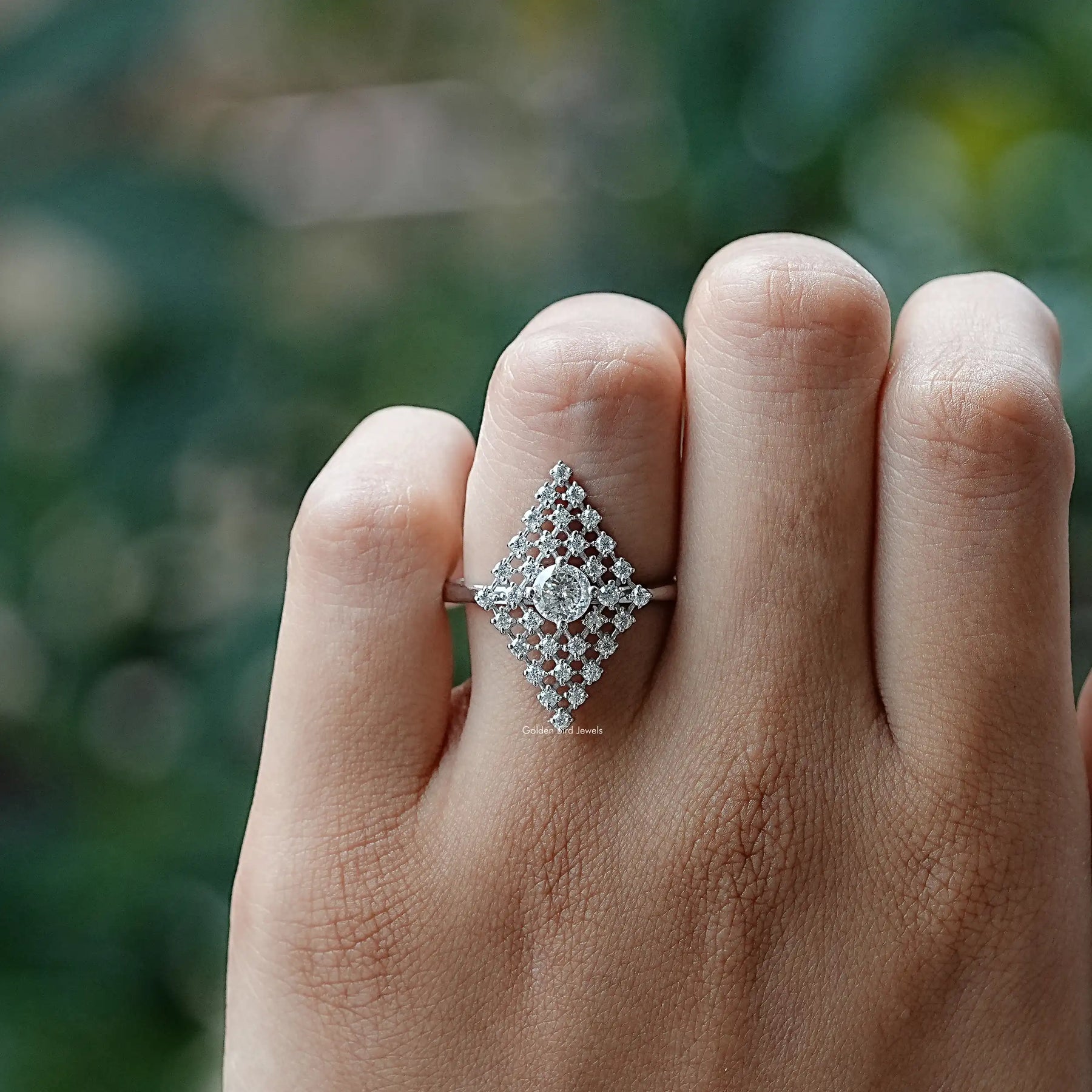 Portuguese Cut Moissanite Wedding Ring