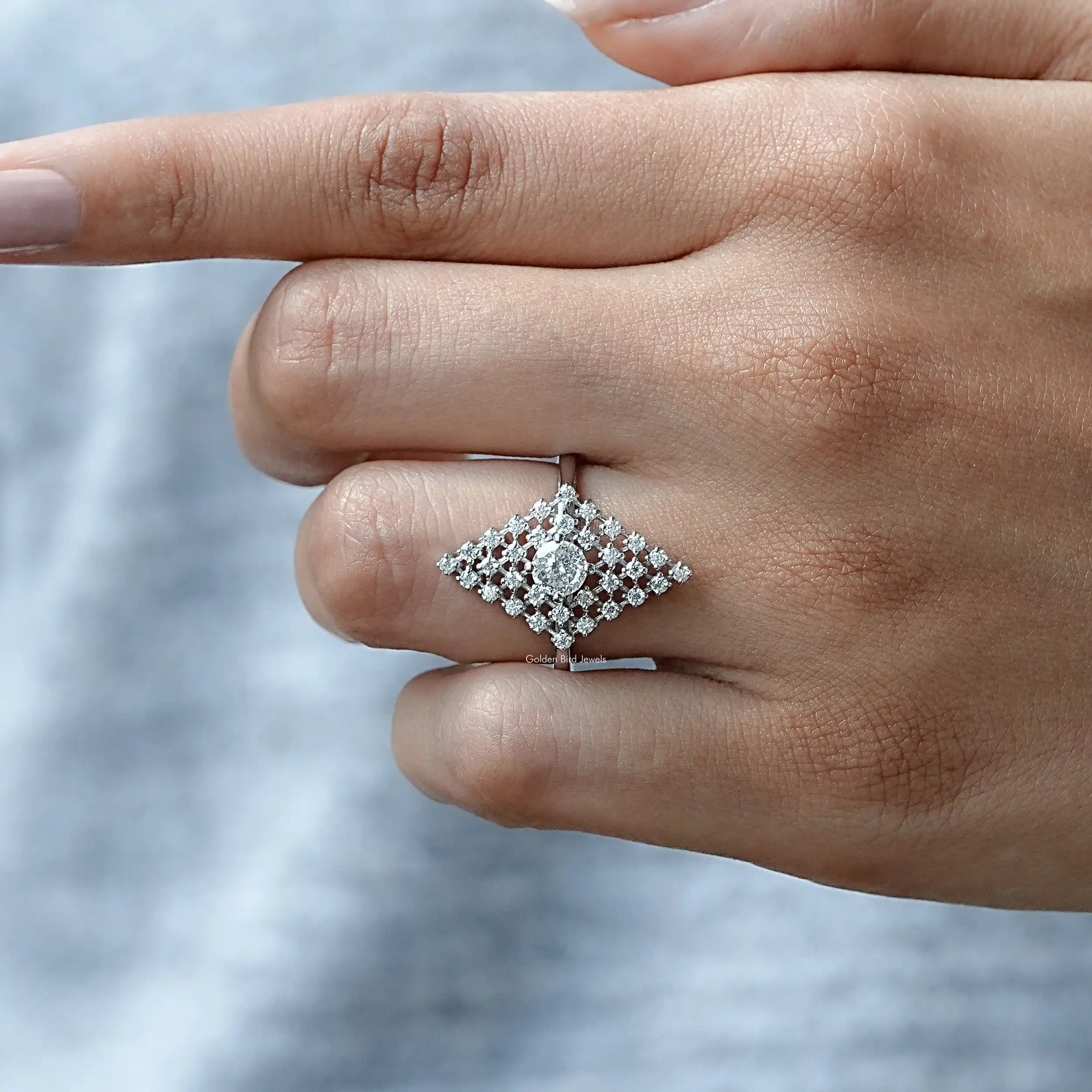 Portuguese Cut Moissanite Wedding Ring