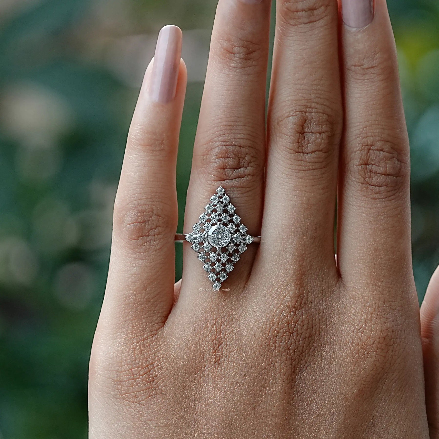 Portuguese Cut Moissanite Wedding Ring