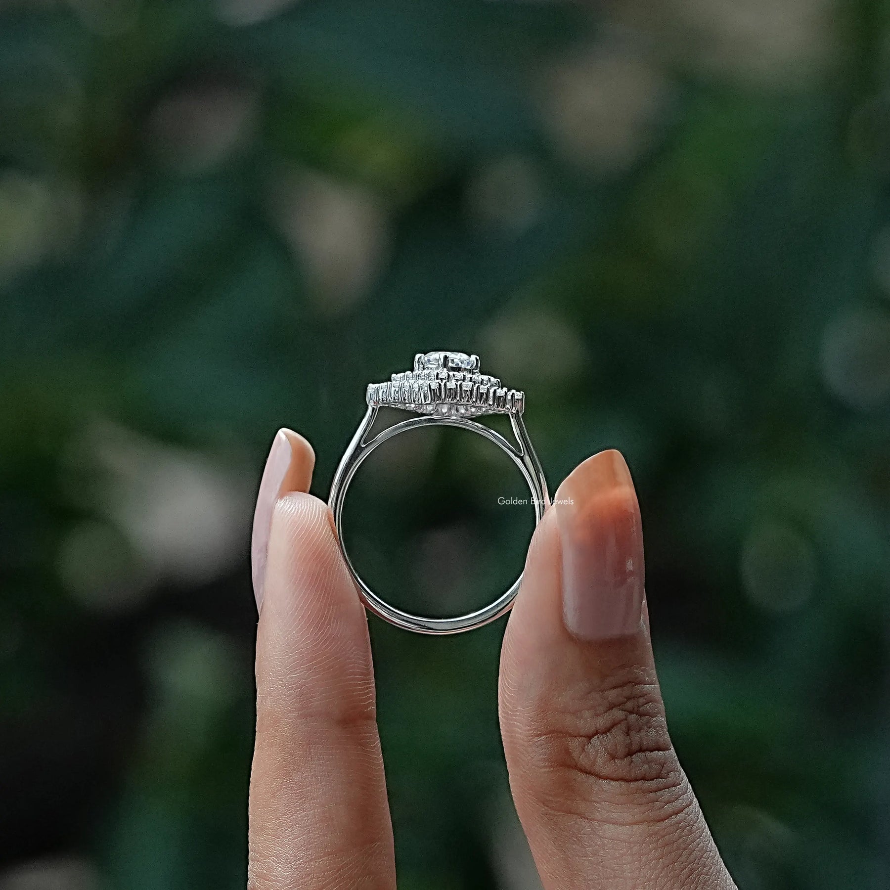Portuguese Cut Moissanite Wedding Ring