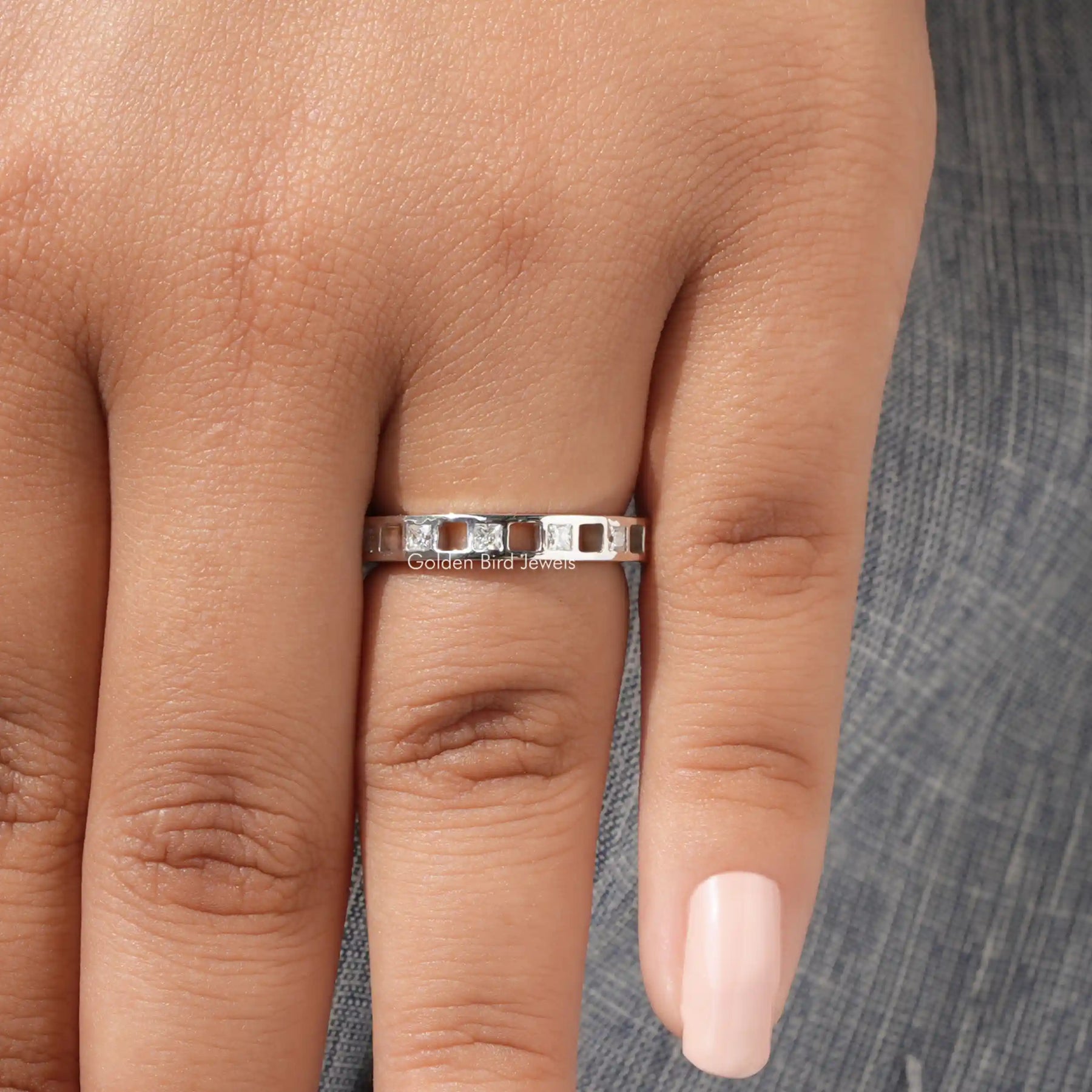Princess Cut Moissanite Eternity Band