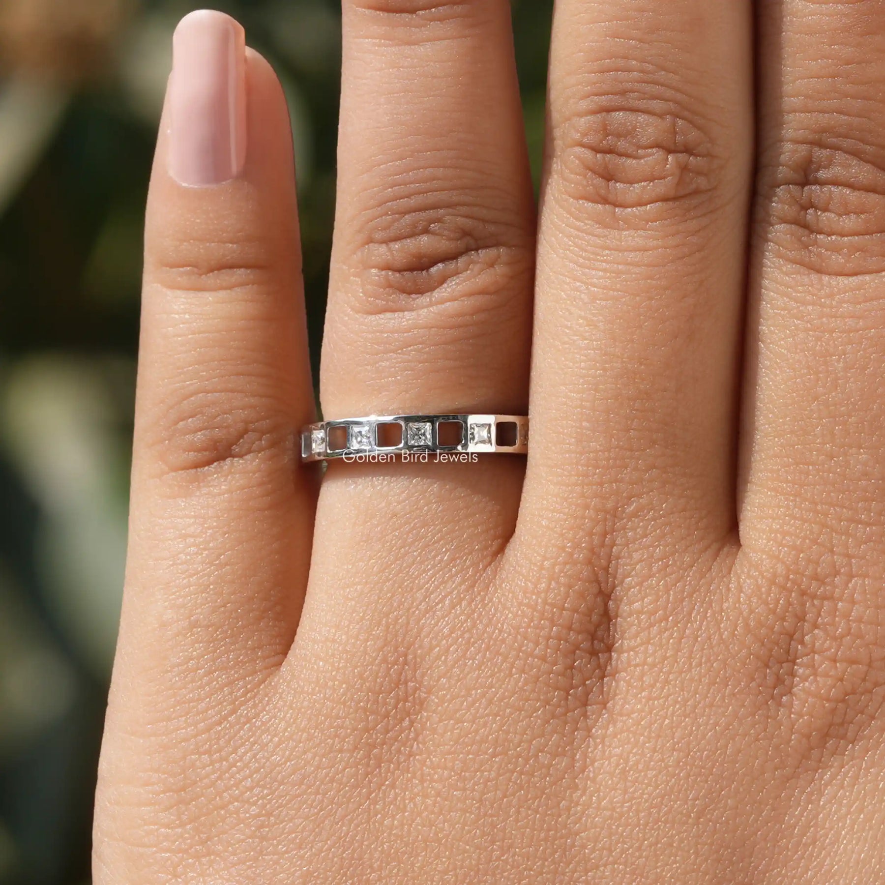 Princess Cut Moissanite Eternity Band