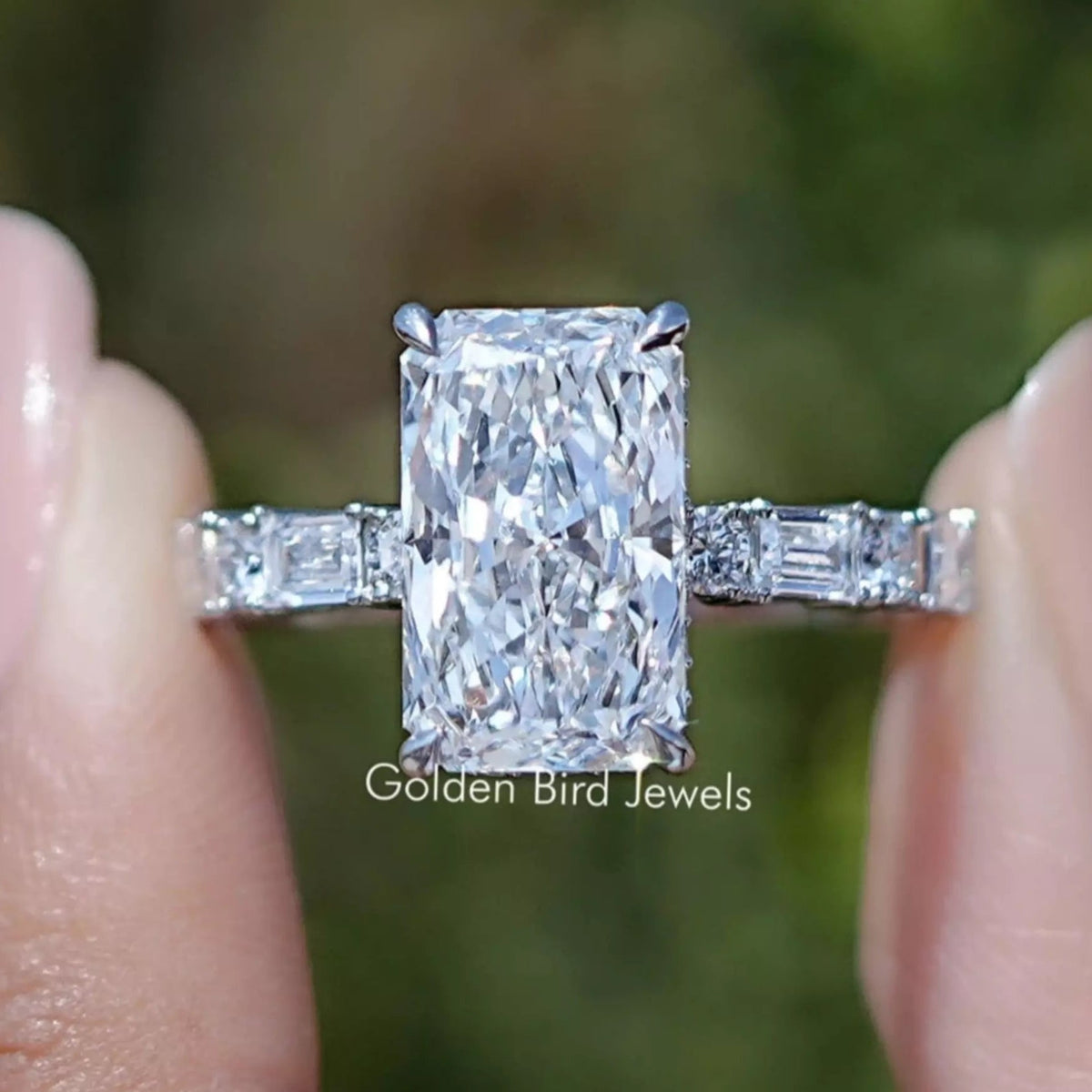 Radiant Cut Lab Diamond Accent Set Ring