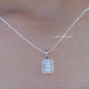 Close up view of Radiant Cut Lab Diamond Halo Pendant