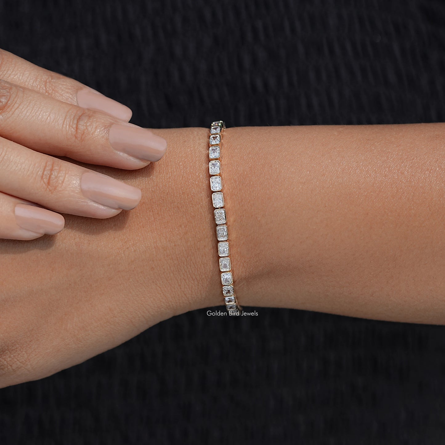 Top View Of Radiant Diamond Tennis Bracelet