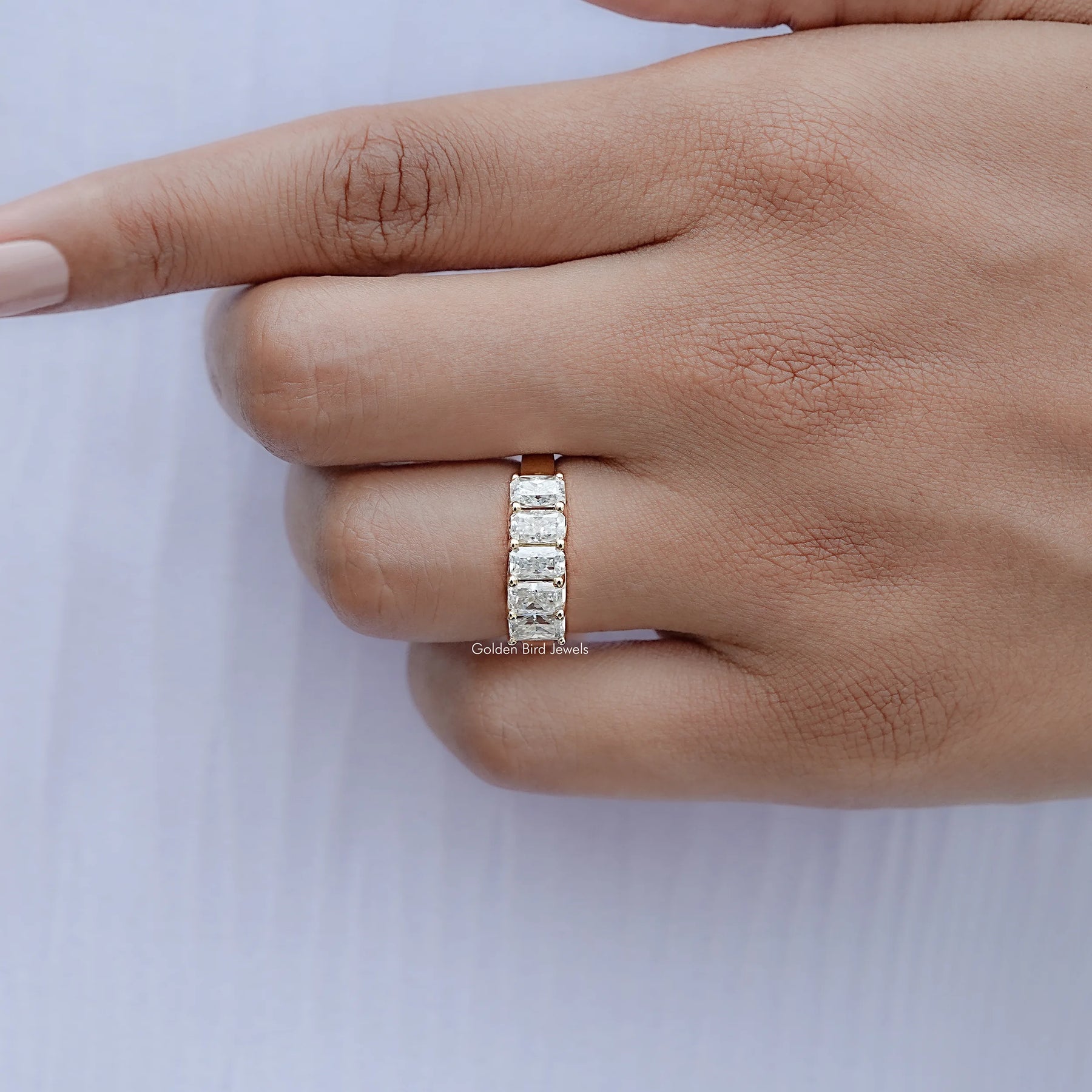 Five Stone Radiant Cut Moissanite Band