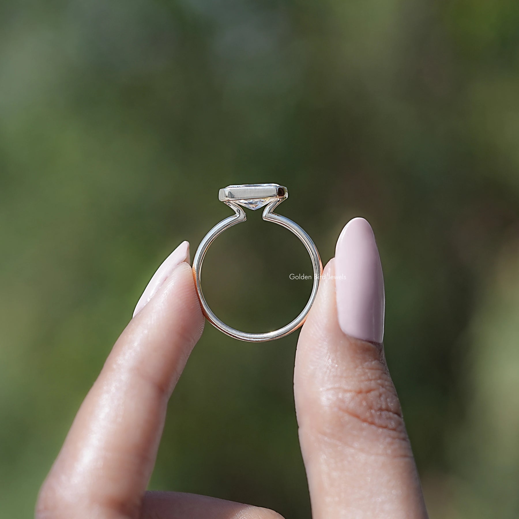 Bezel Set Radiant Cut Moissanite Solitaire Ring