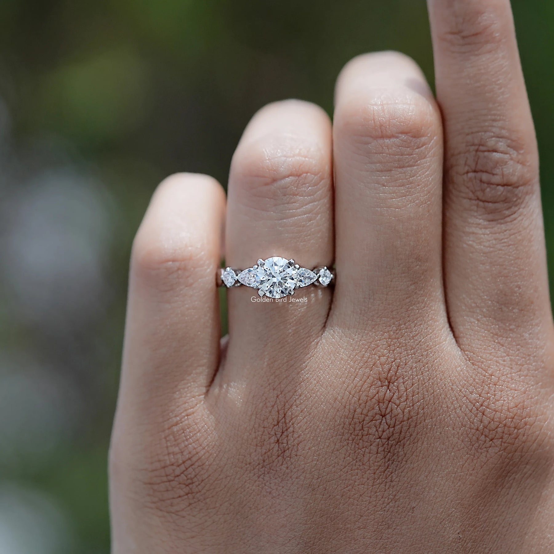 Round And Pear Cut Lab Diamond Five Stone Ring