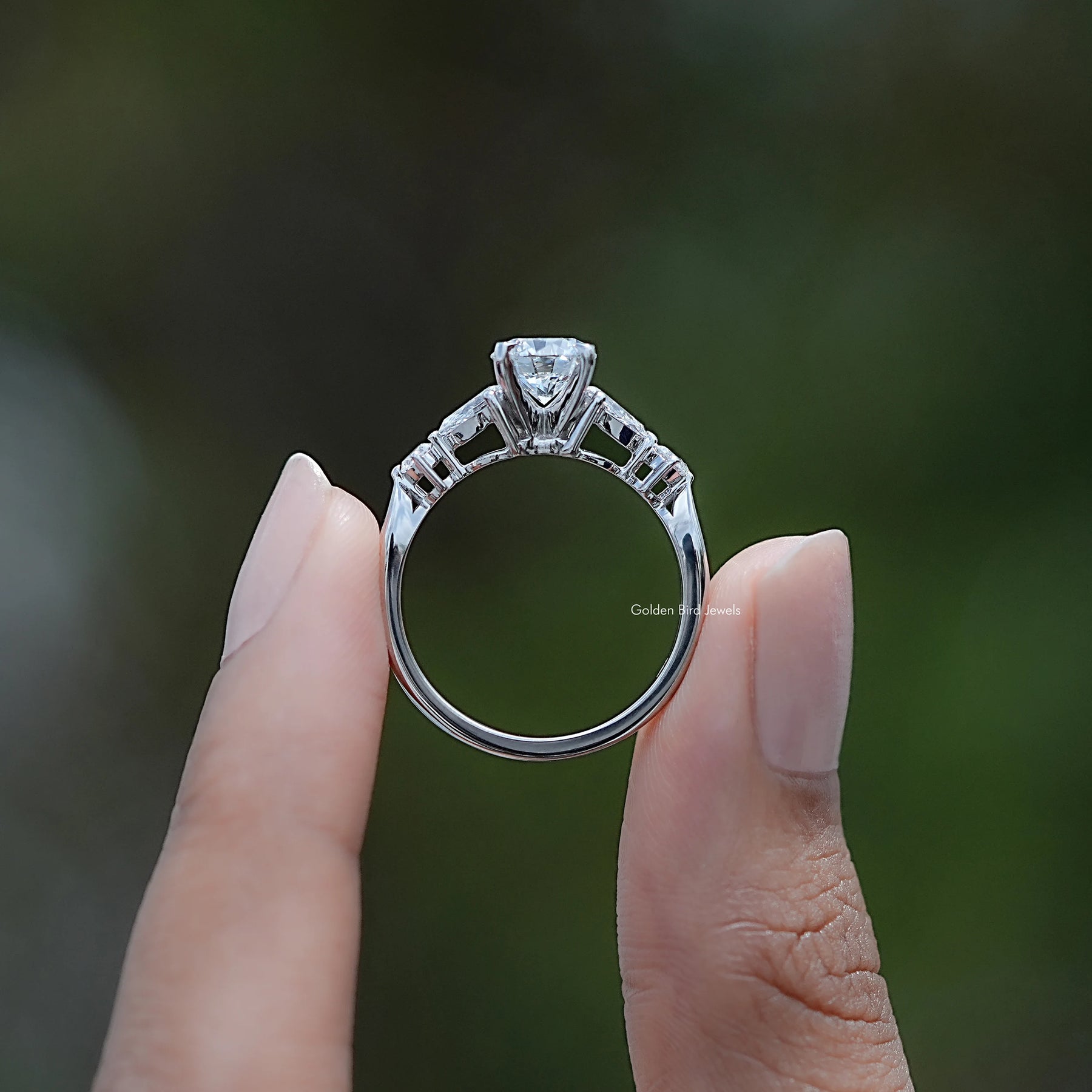 Round And Pear Cut Lab Diamond Five Stone Ring