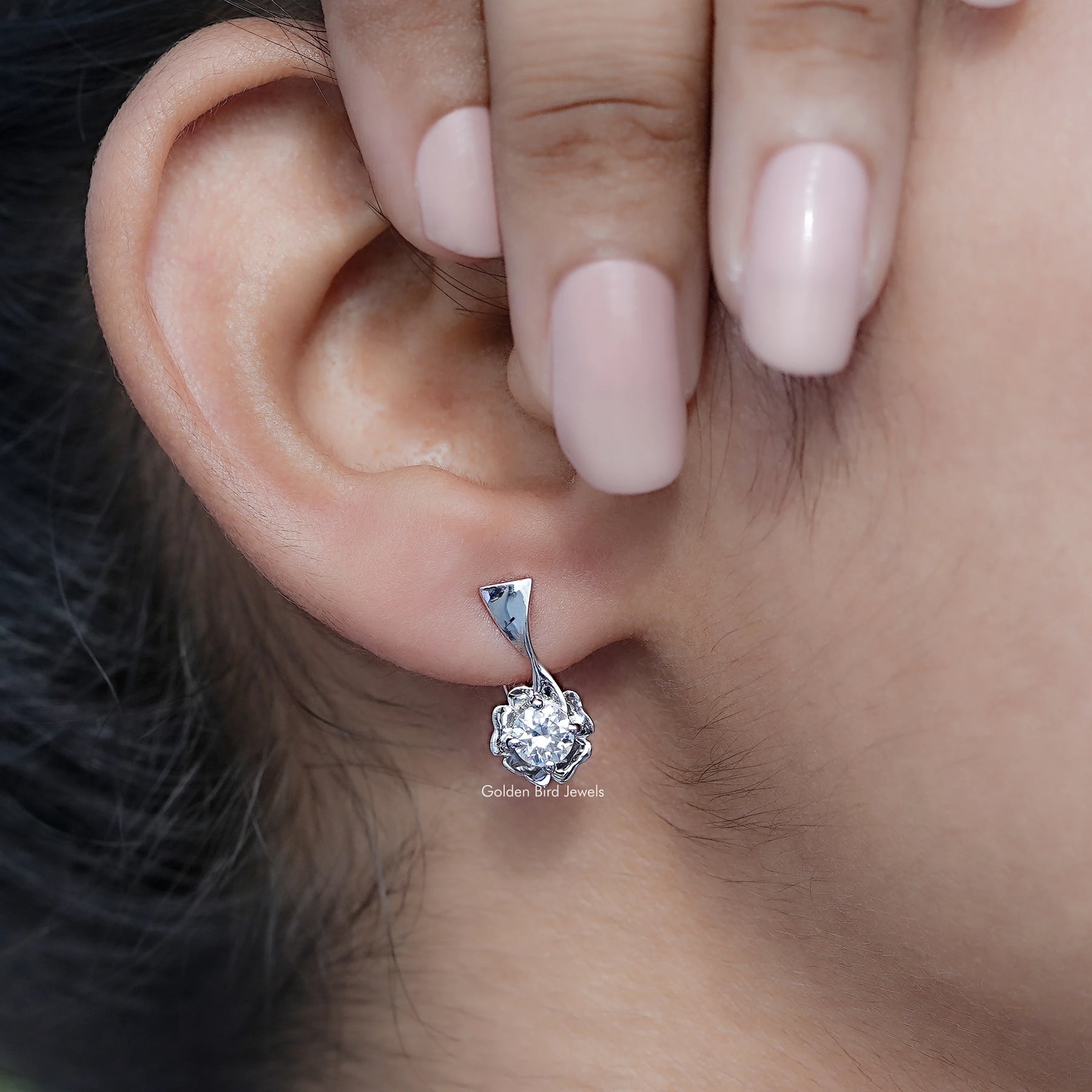 Colorless Round Moissanite Cluster Earrings