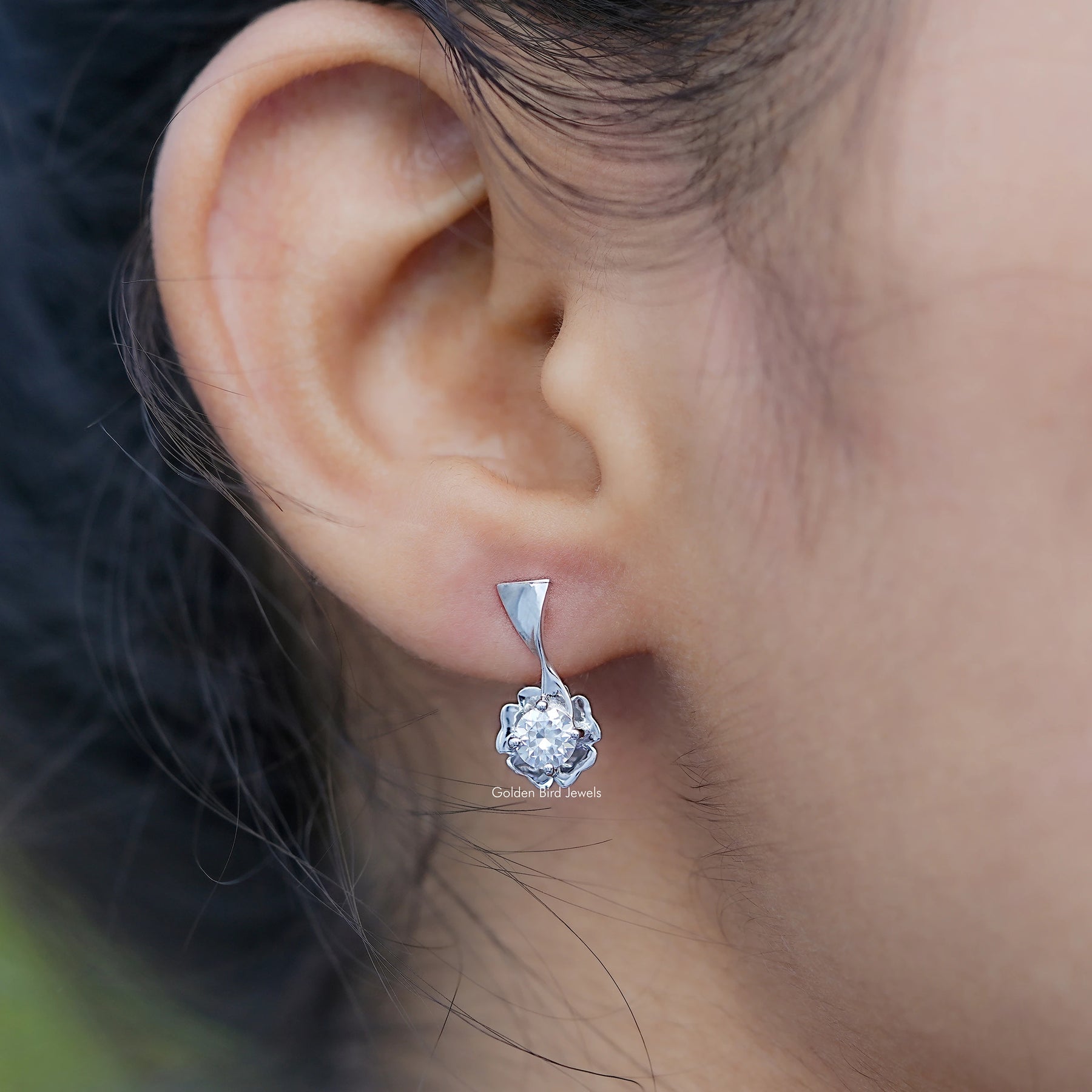 Colorless Round Moissanite Cluster Earrings