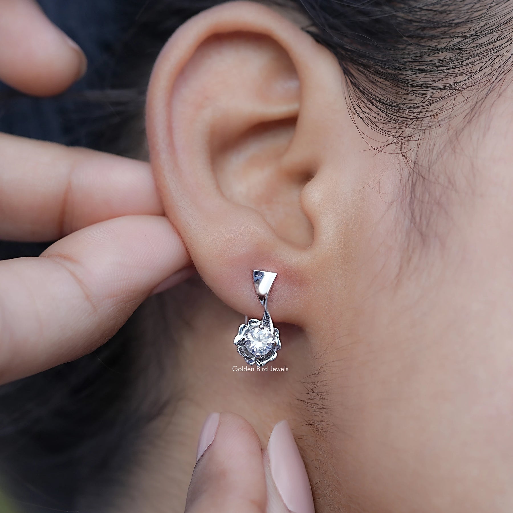 Colorless Round Moissanite Cluster Earrings