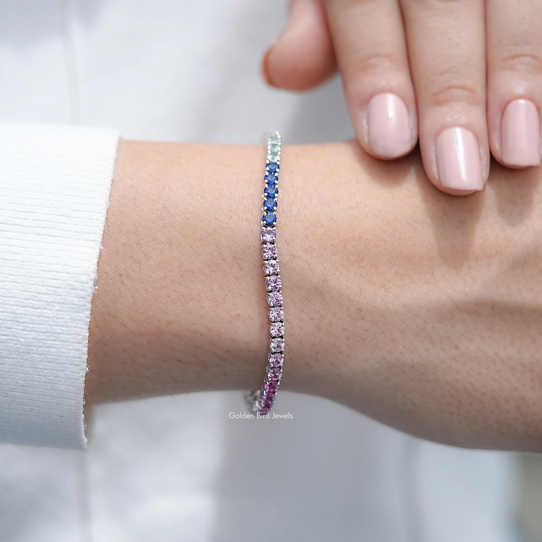 Multi Color Round Gemstone Tennis Bracelet