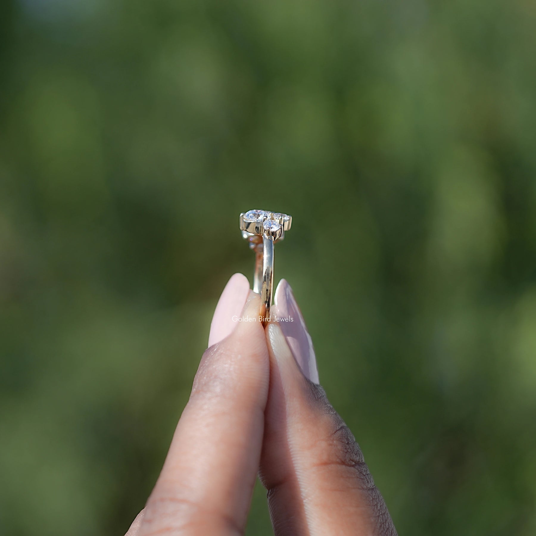 Side View of Round Shaped Lab Diamond Engagement Ring