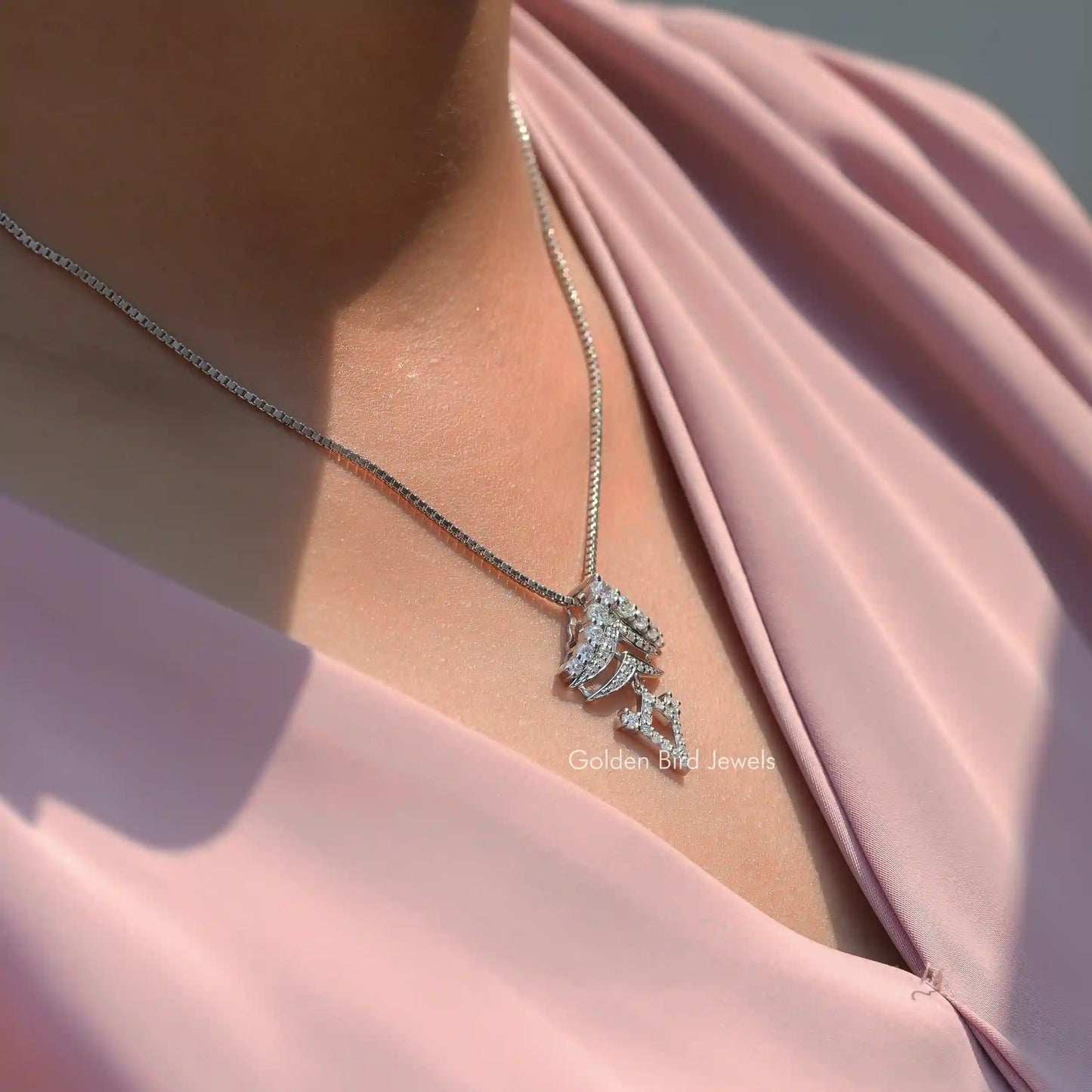 Close view of moissanite chain bracelet in secure setting