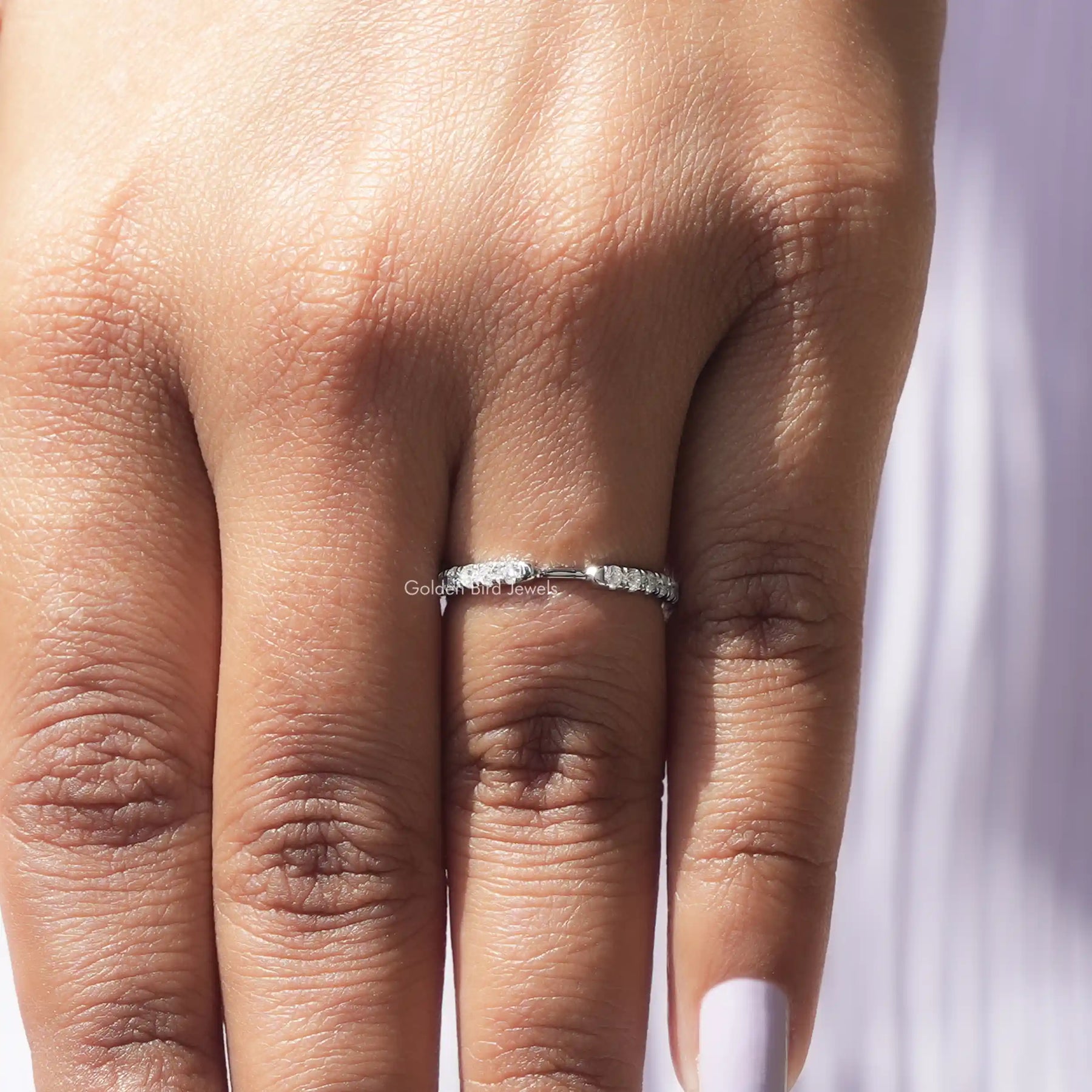 Round Diamond Half Eternity Stackable Notch Band