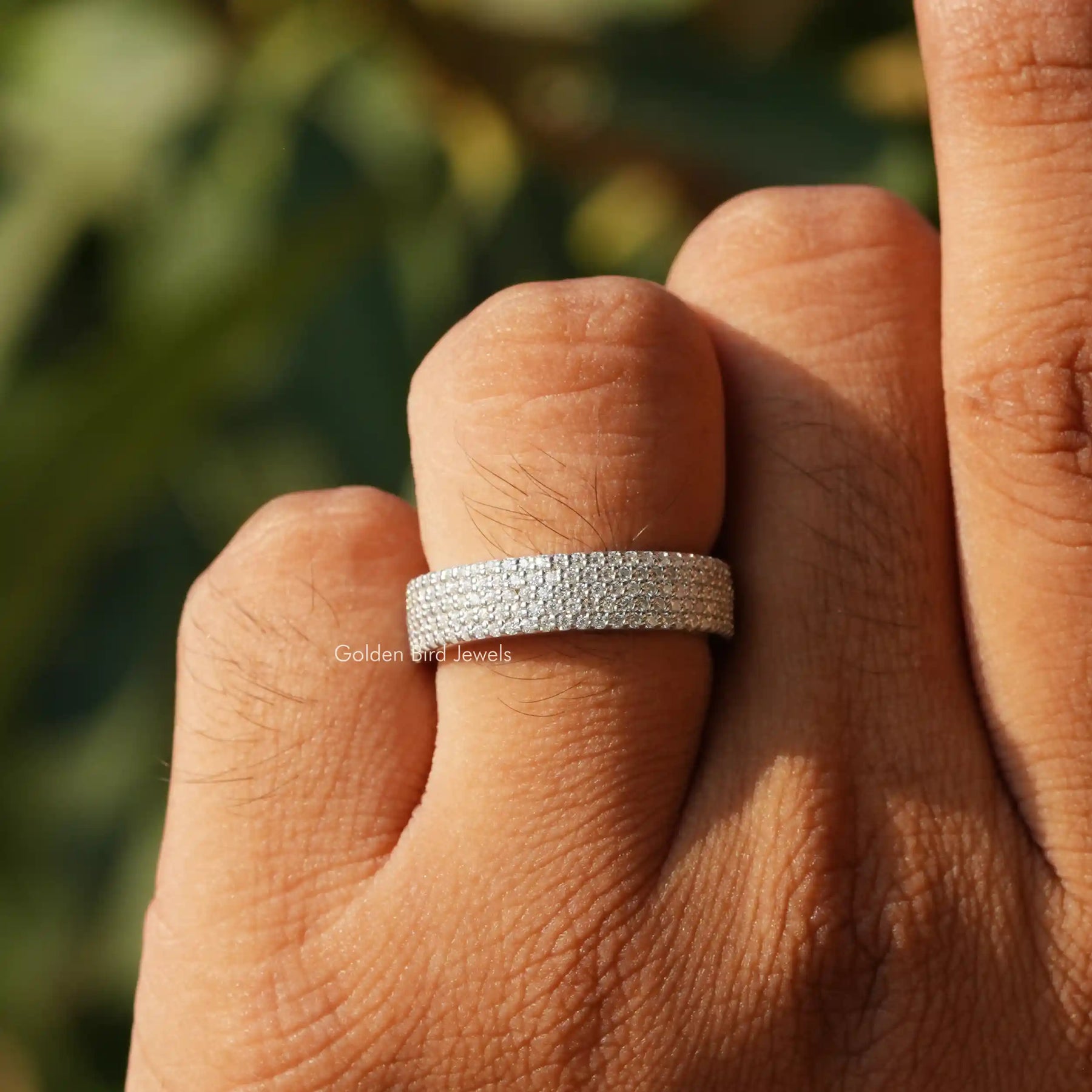 Pave Set Round Cut Eternity Wedding Band